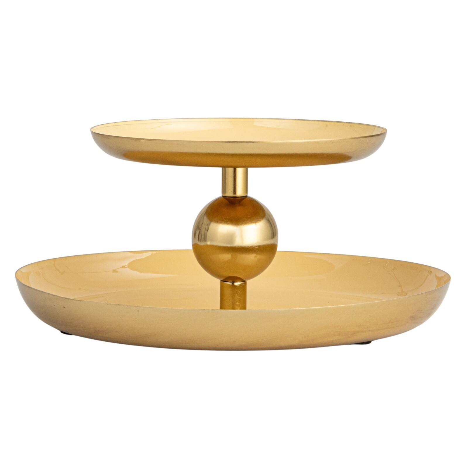 Hello Honey&#xAE; 10&#x22; Yellow &#x26; Gold Soleil Enameled Metal 2-Tier Tray
