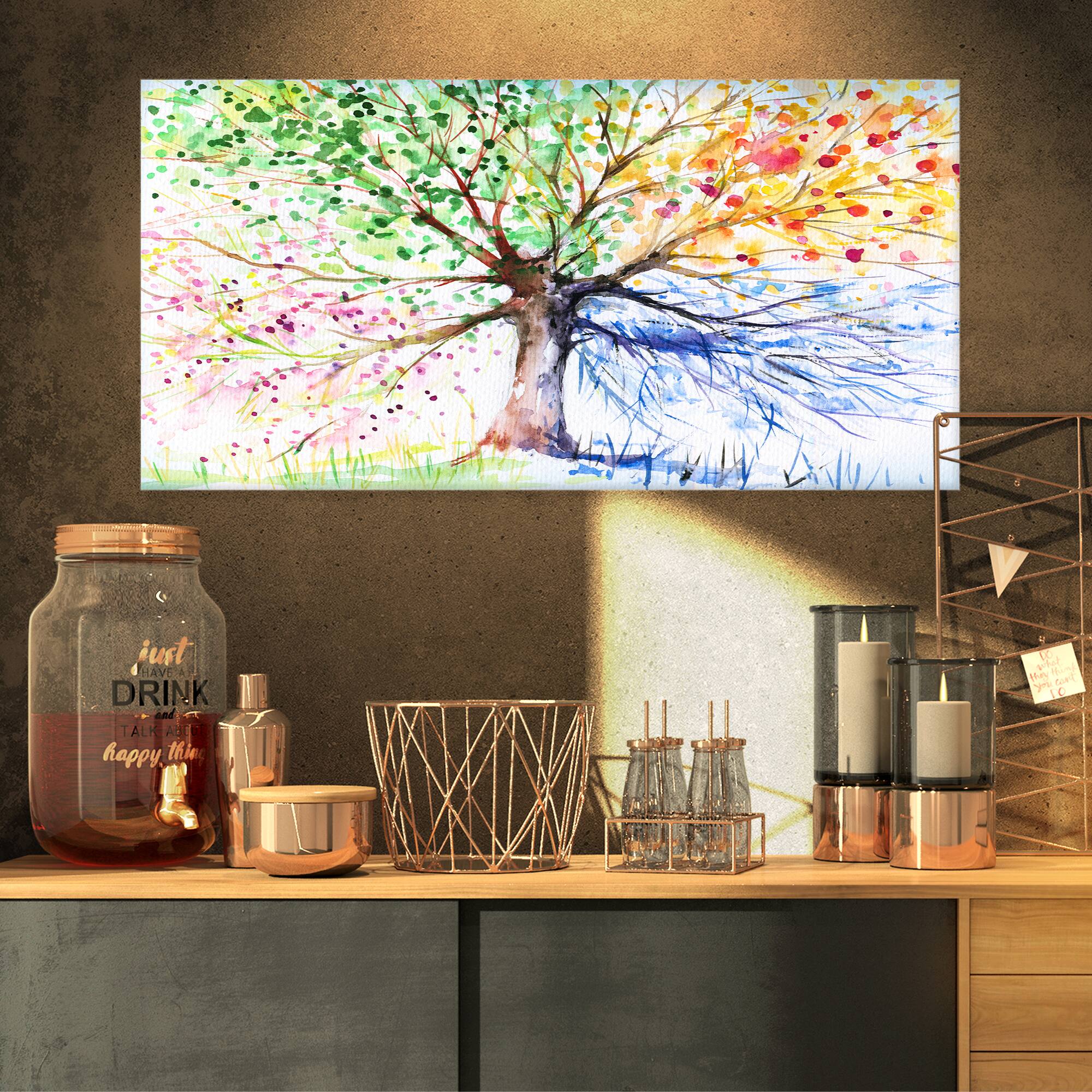 Designart - Four Seasons Tree - Floral Art Canvas Print