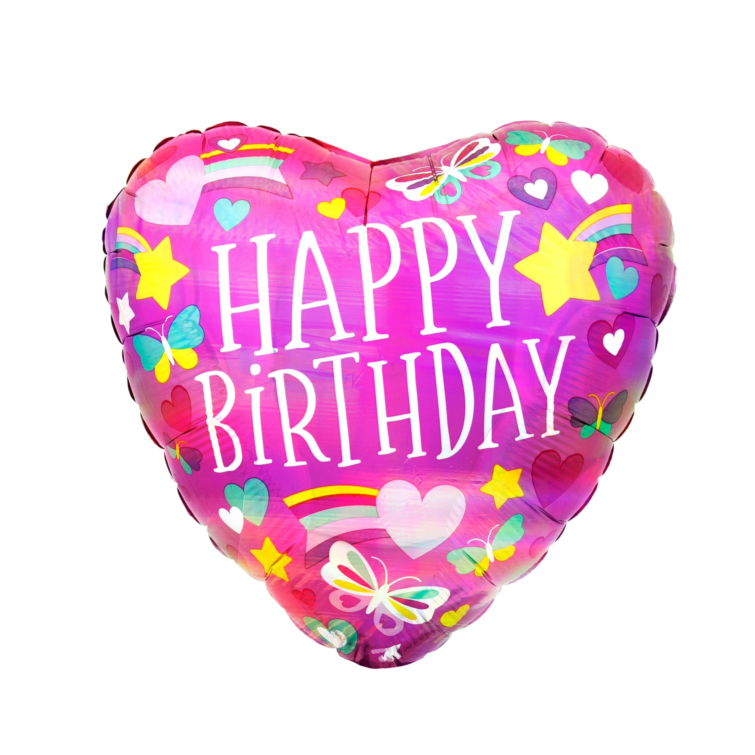 18&#x22; Iridescent Happy Birthday Rainbow Balloon