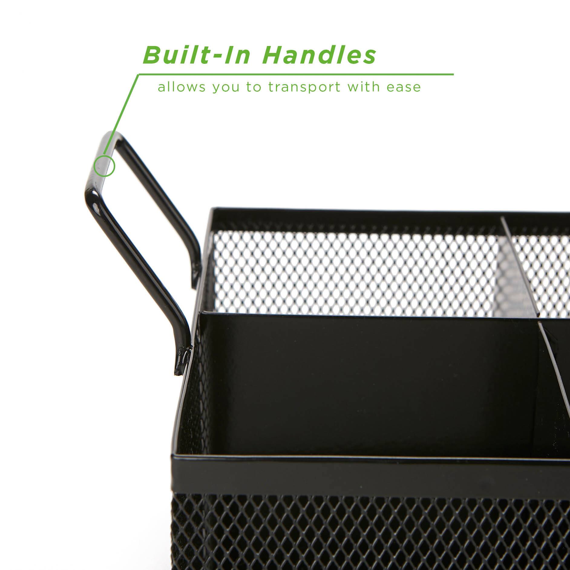 Mind Reader Black 4-Section Metal Mesh Storage Caddy