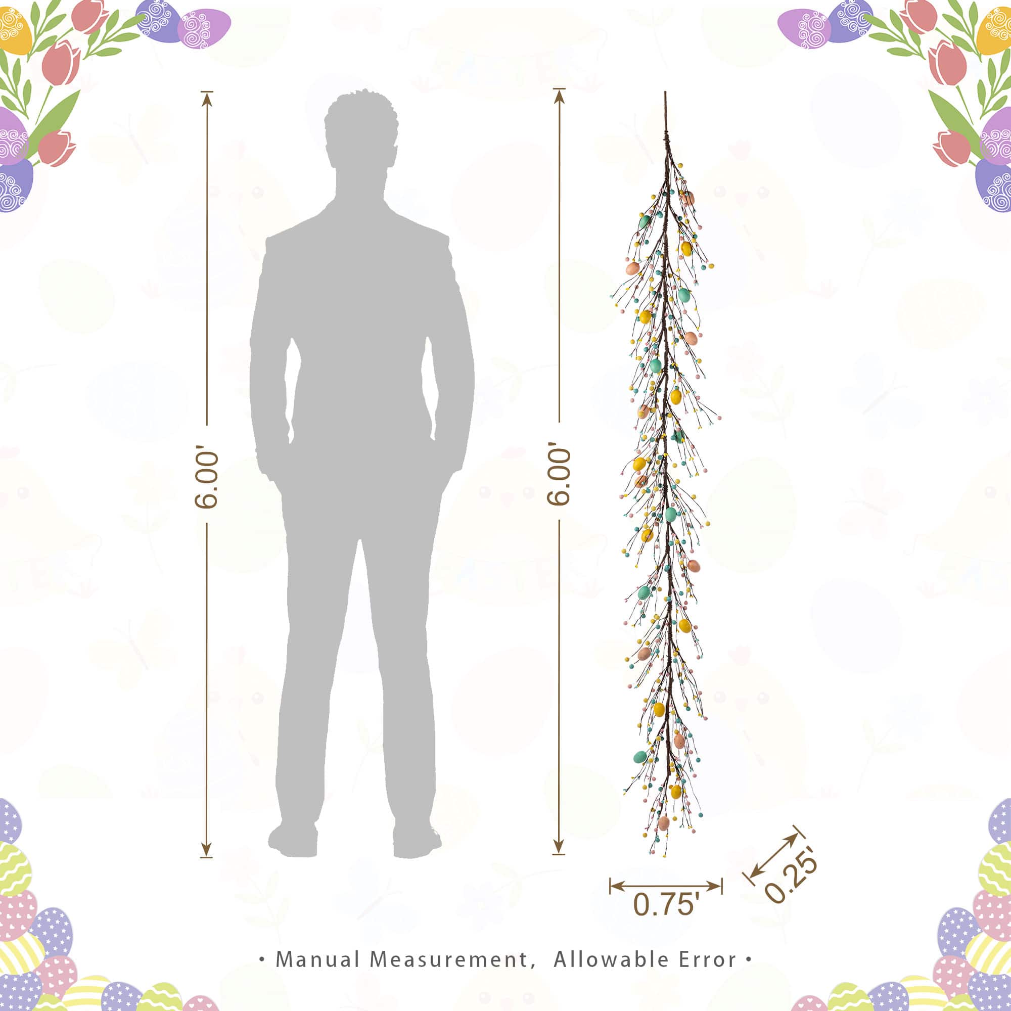 Glitzhome® 6ft Easter Egg & Berries Garland