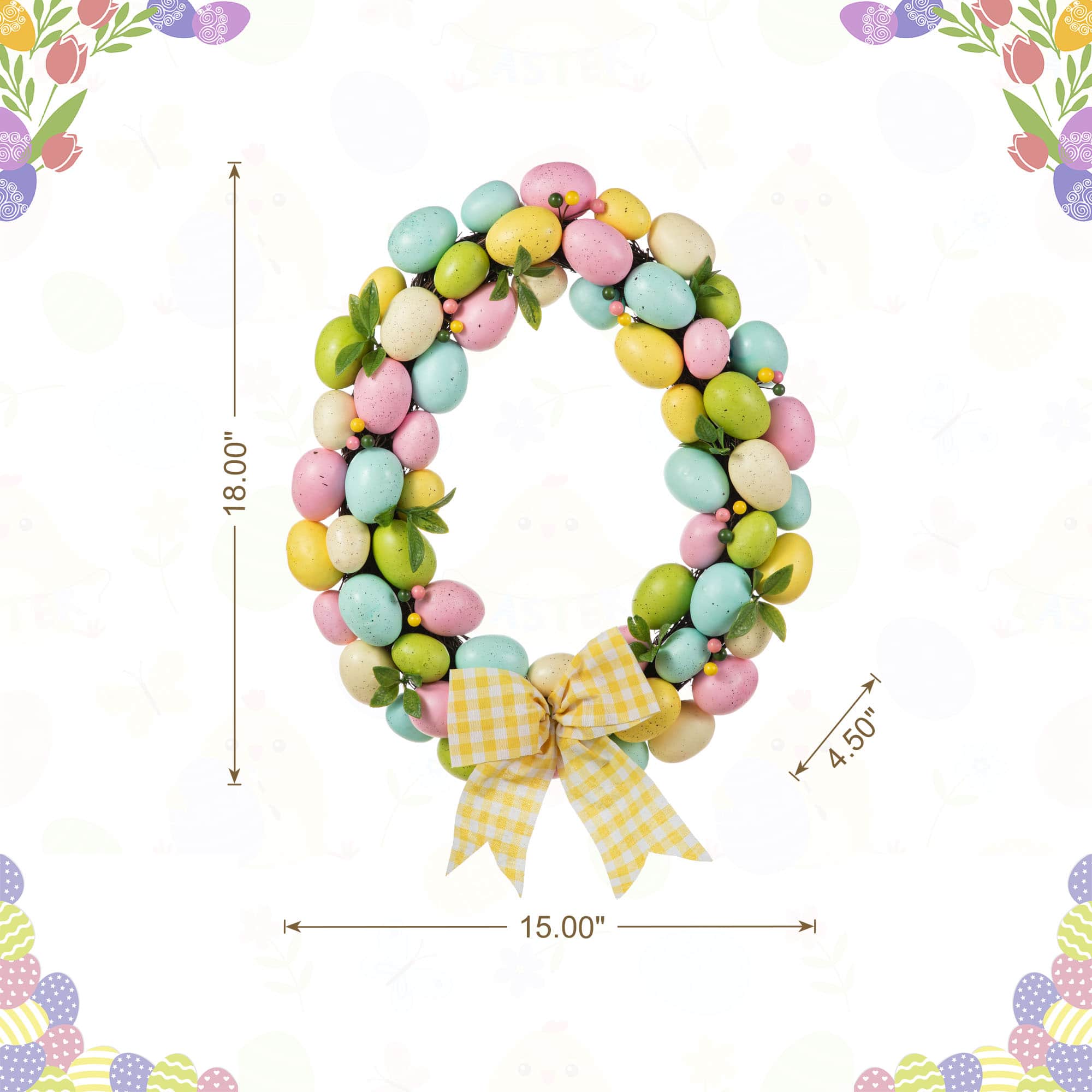 Glitzhome® 18" Easter Egg Shaped Eggs Wreath