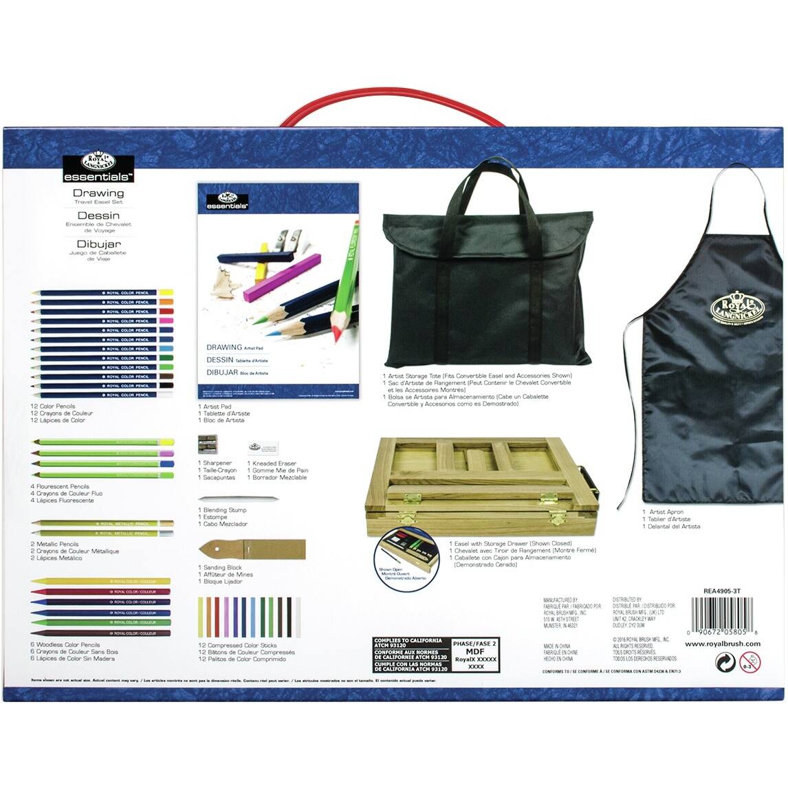 Royal & Langnickel® Essentials™ 44 Piece Drawing Travel Easel Set