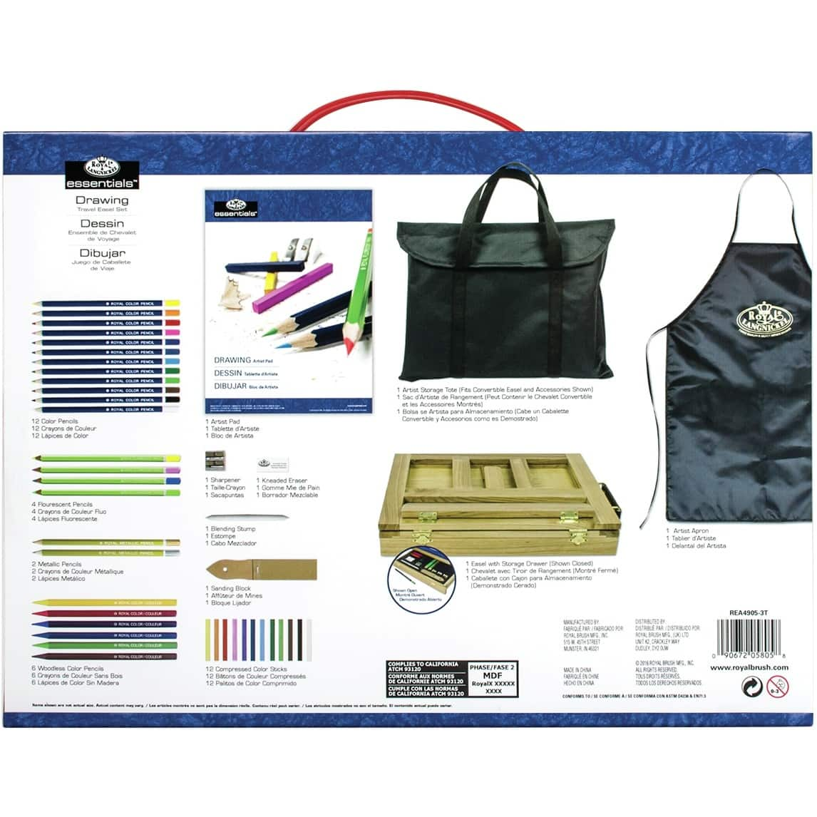 Royal & Langnickel® Essentials™ 44 Piece Drawing Travel Easel Set