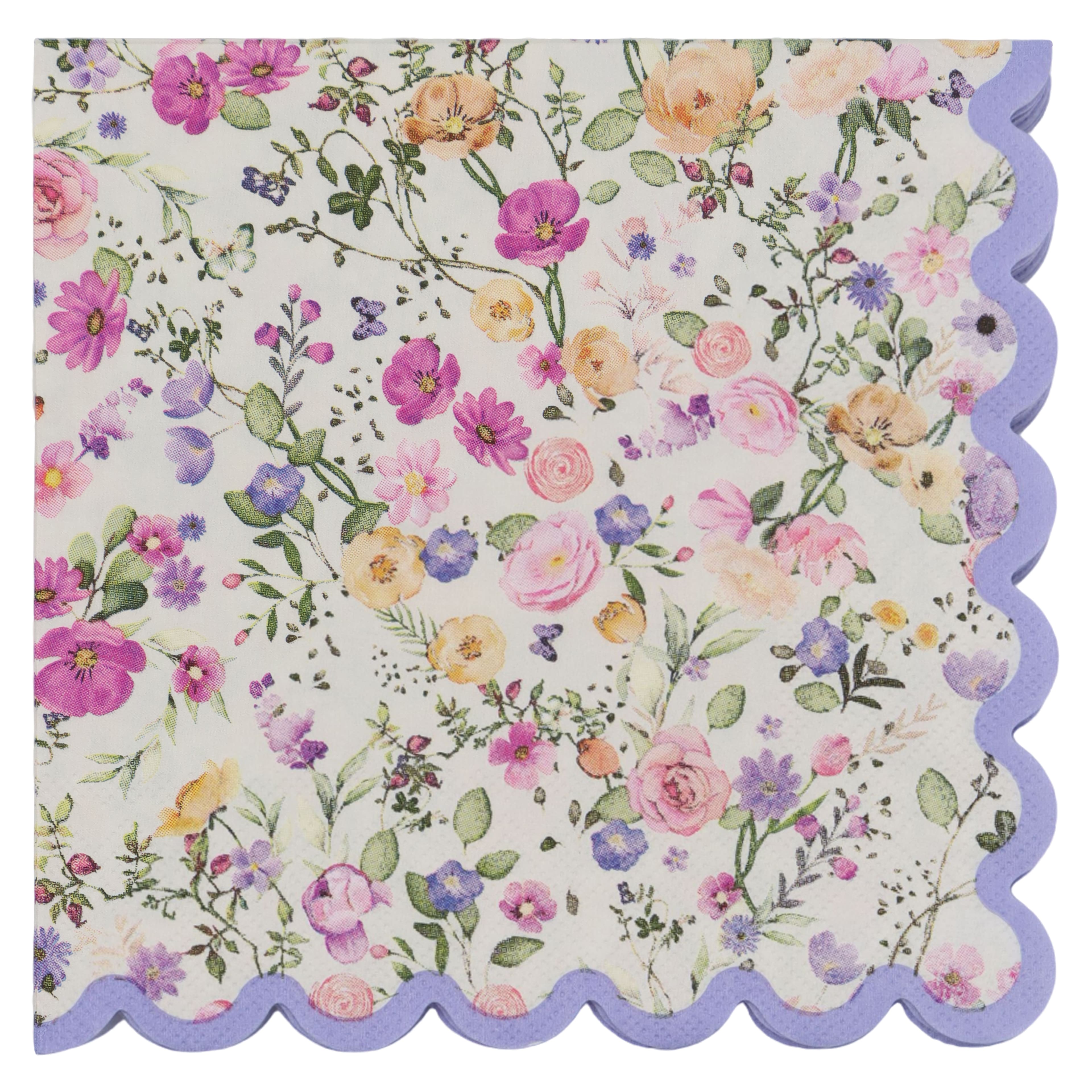 Purple Flowers Lunch Napkins with Scalloped Edges, 20ct. by Celebrate It&#x2122;