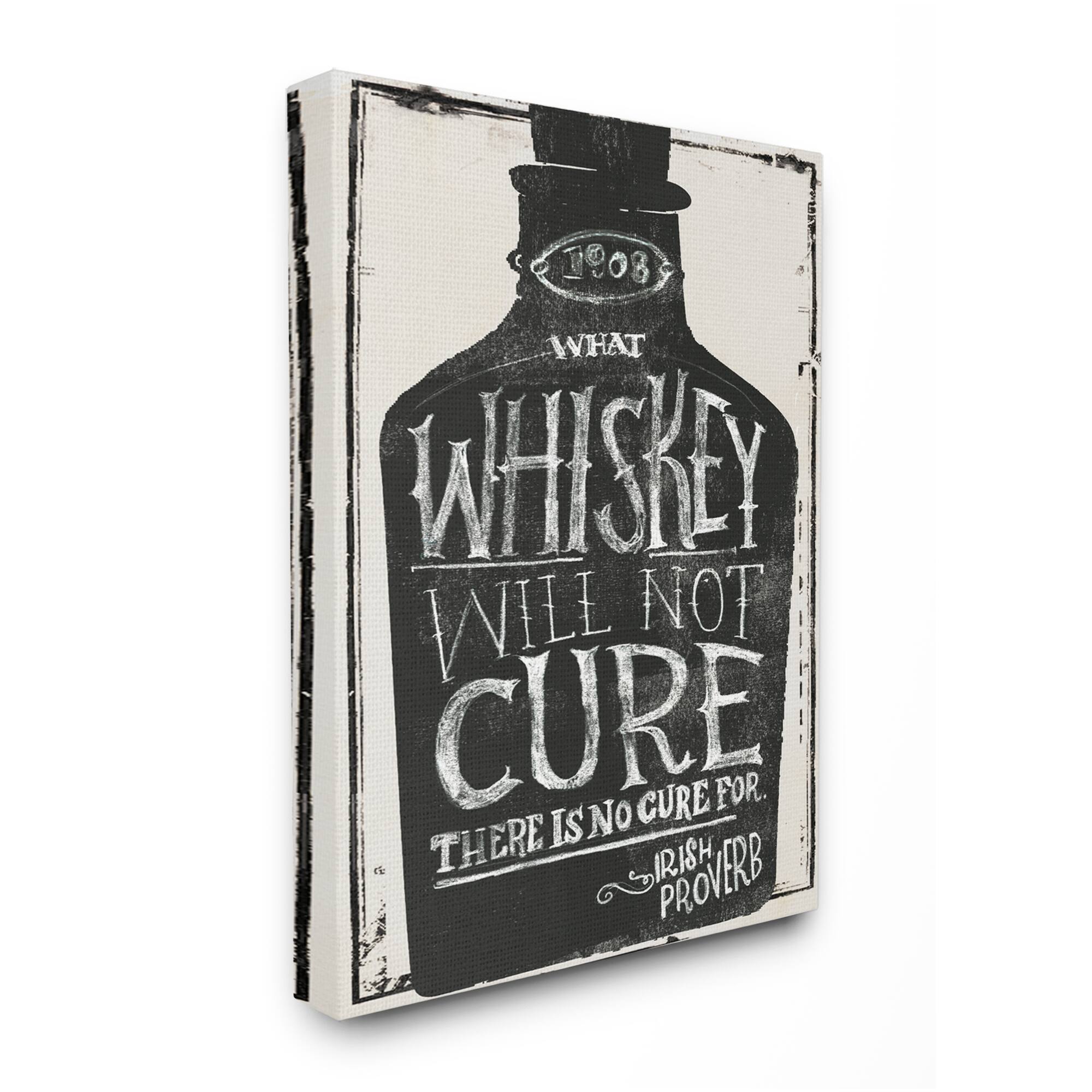 Stupell Industries Distressed Rustic What Whiskey Won't Cure Phrase Canvas Wall Art