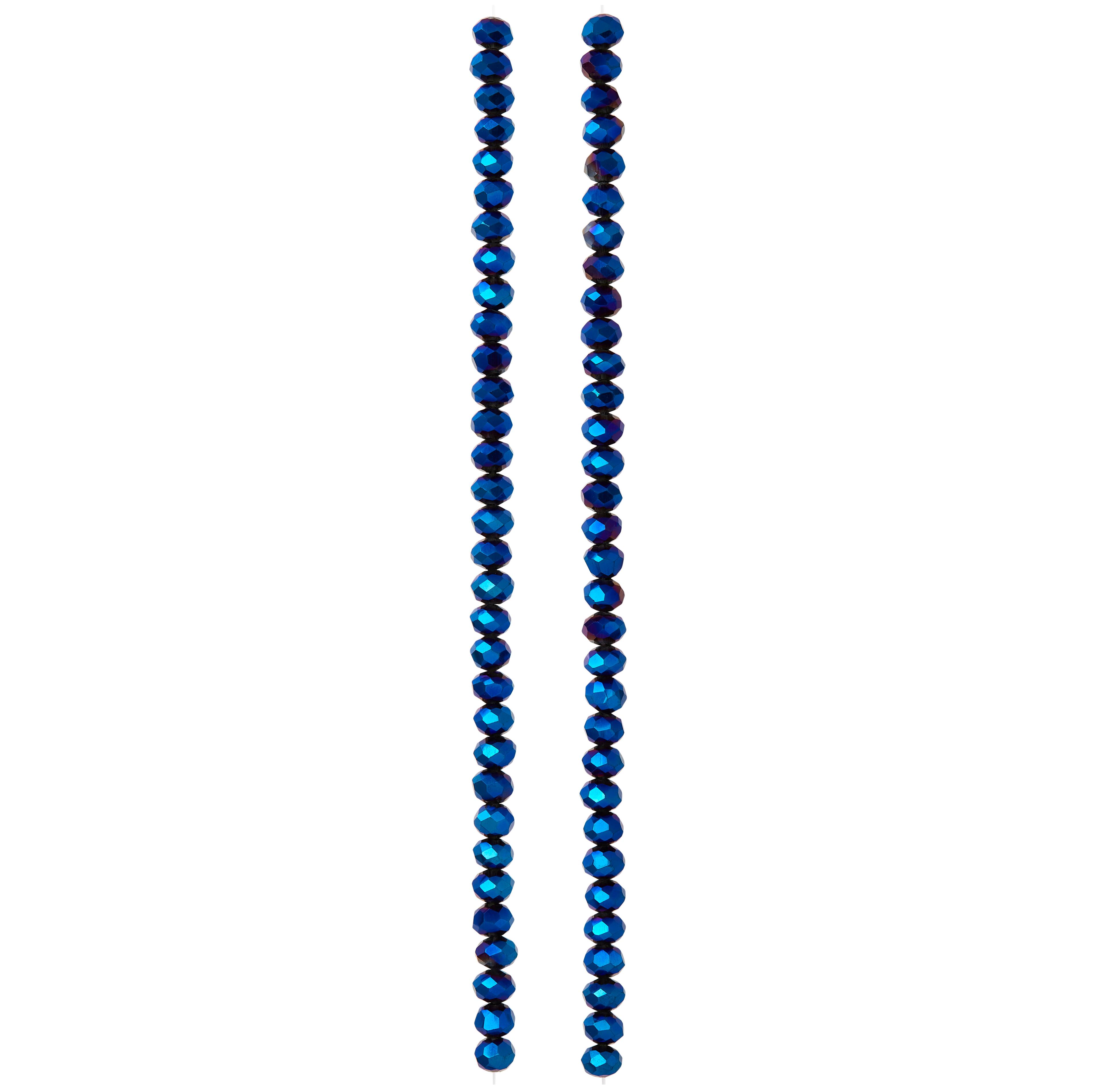 12 Pack: Sapphire Faceted Glass Rondelle Beads, 4mm by Bead Landing&#x2122;