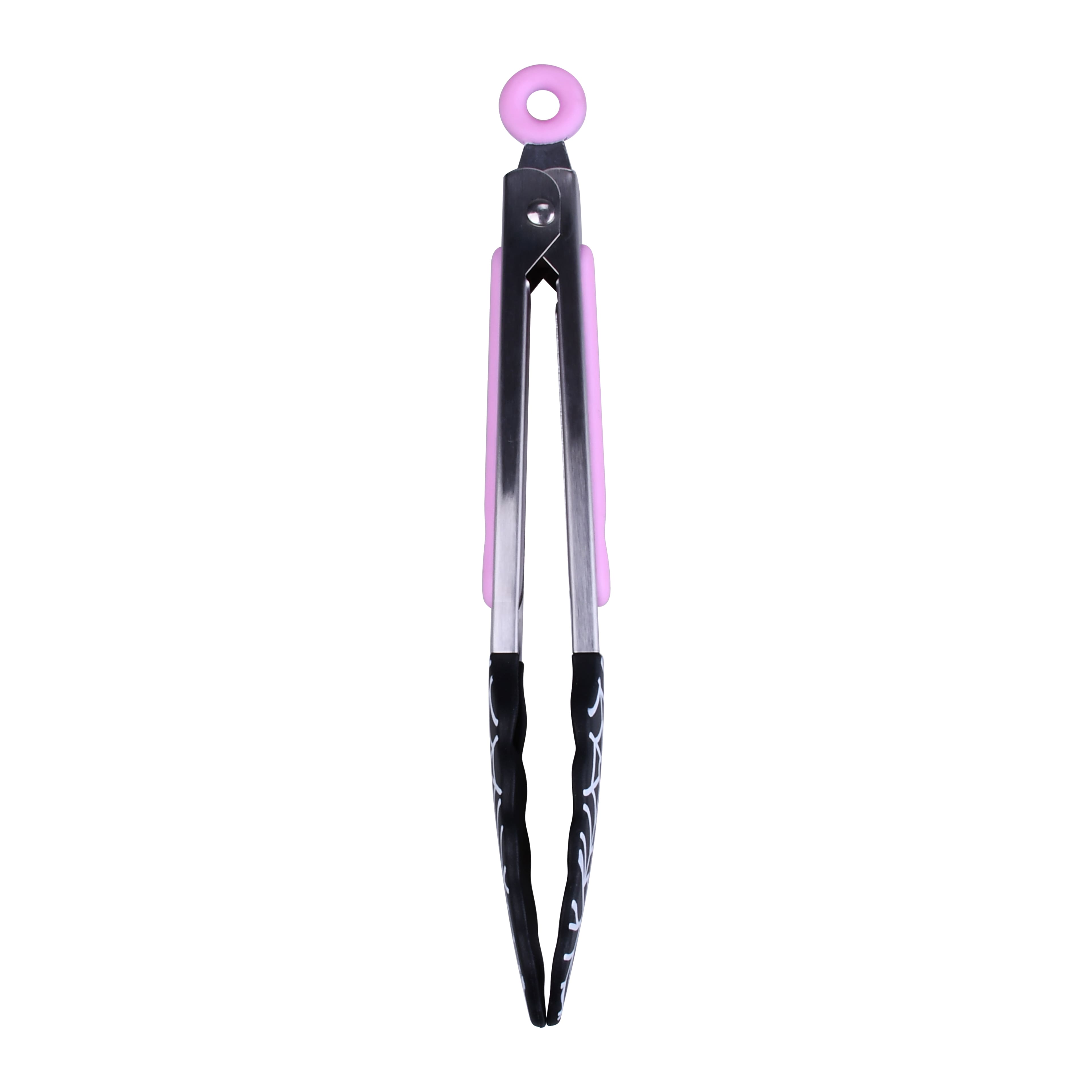 Mini Pink &#x26; Black Spiderweb Silicone Tongs by Makery&#x2122;