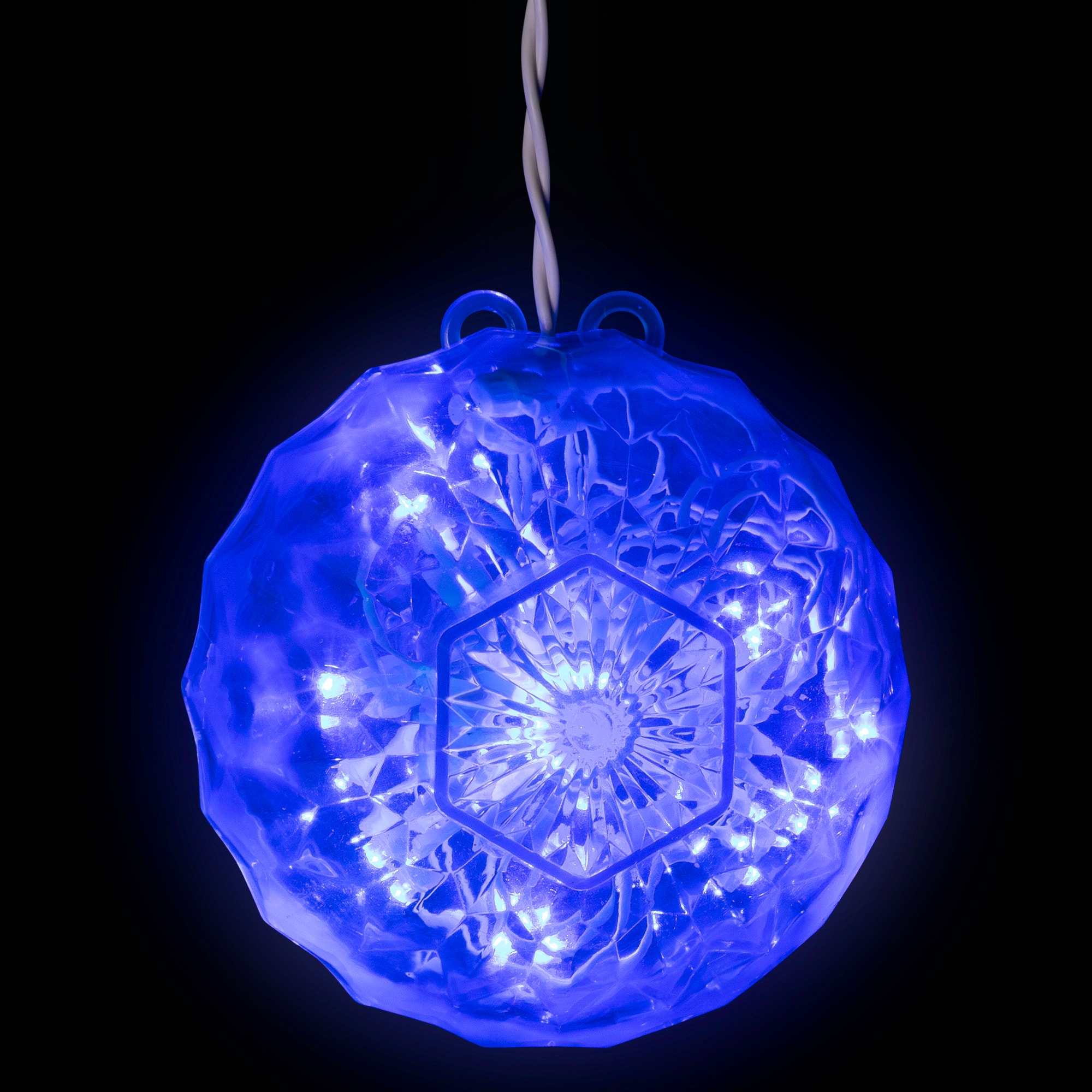 6" Blue LED Hanging Crystal Sphere Ball Outdoor Decoration