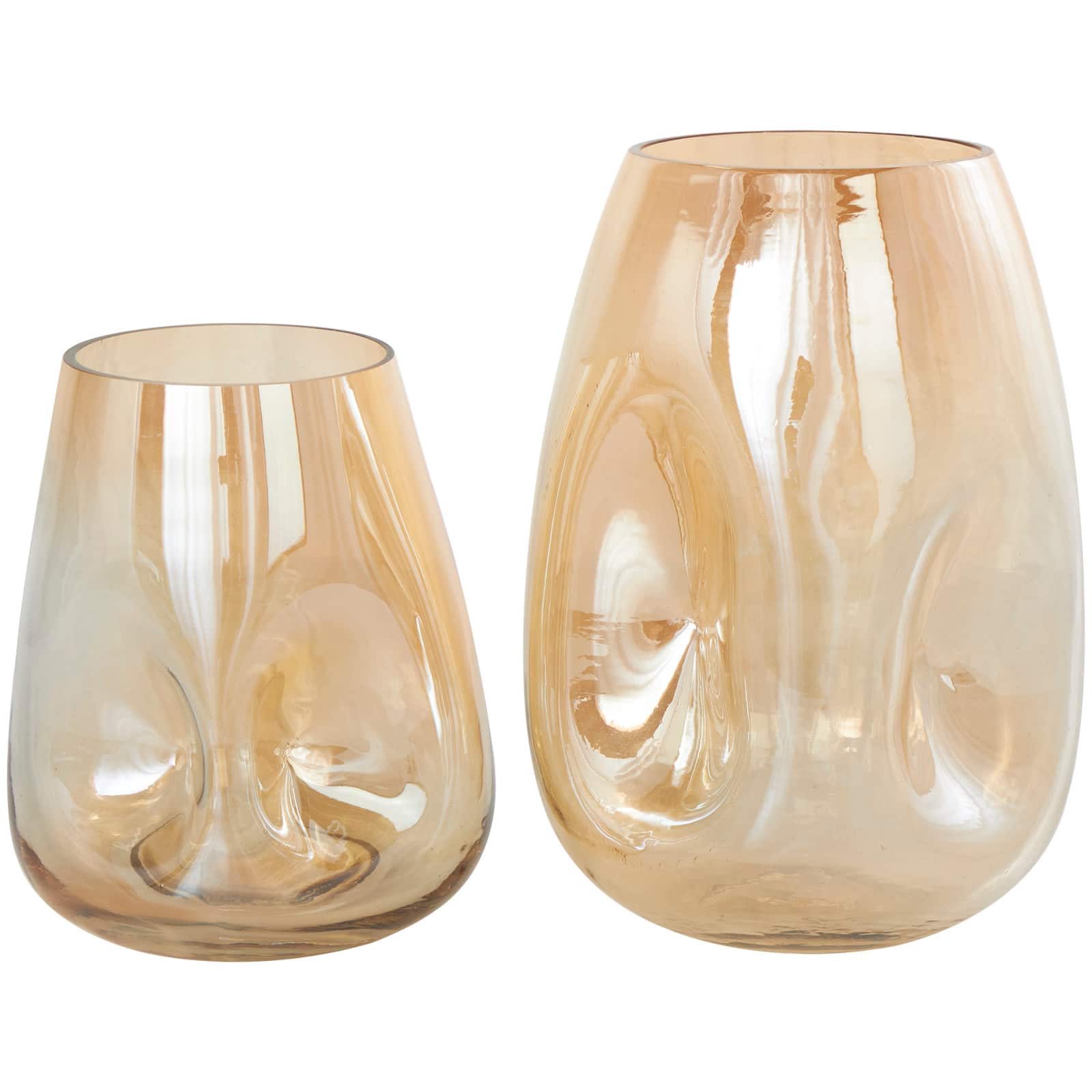 Iridescent Gold Concaved Glass Vase Set