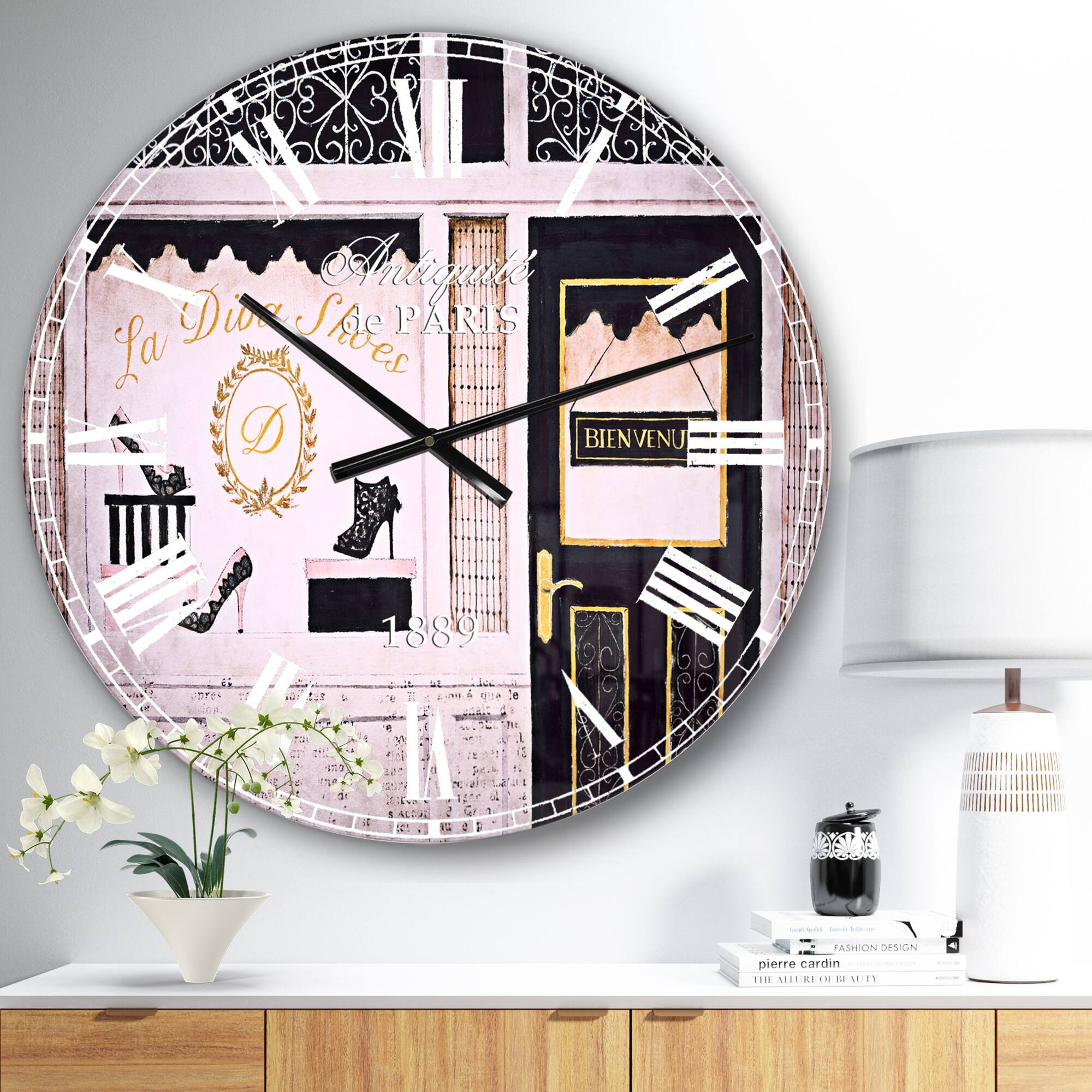 Designart 'Paris Diva Shoes Painting Traditional Wall Clock