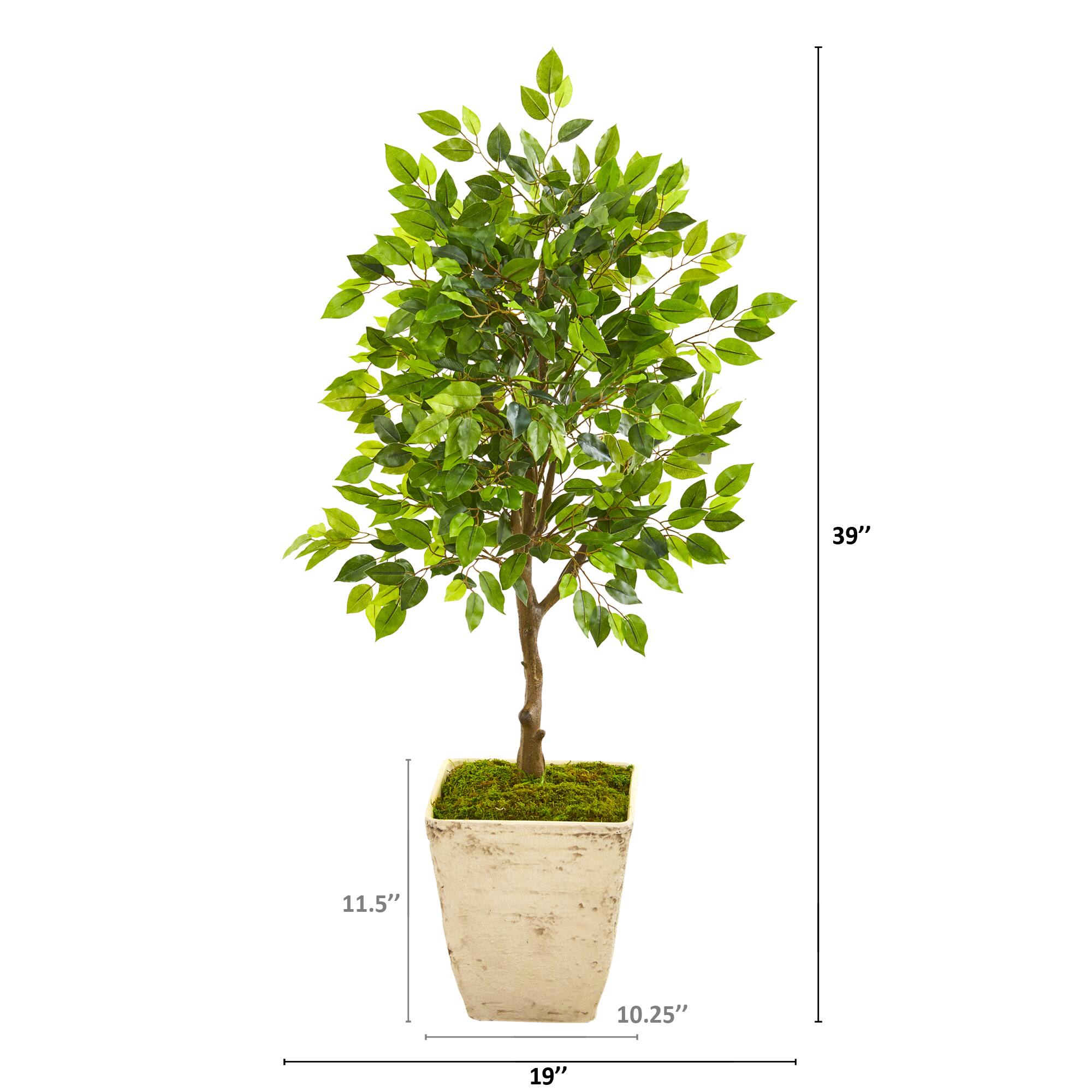 3.3ft. Ficus Artificial Tree in Country White Planter