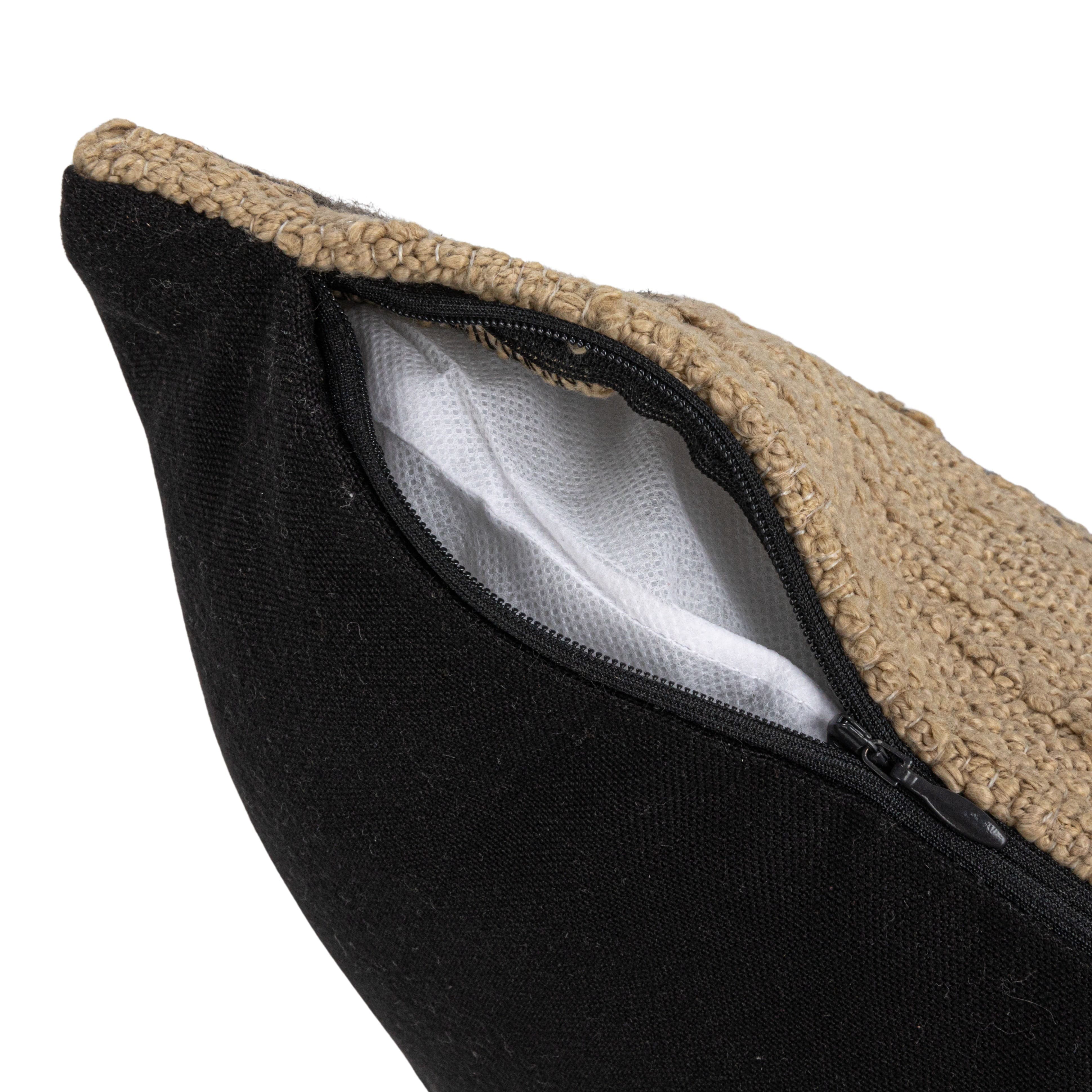 Hello Honey® 20" x 20" Brown & Tan Checkered Indoor & Outdoor Hand-Woven Fabric Pillow