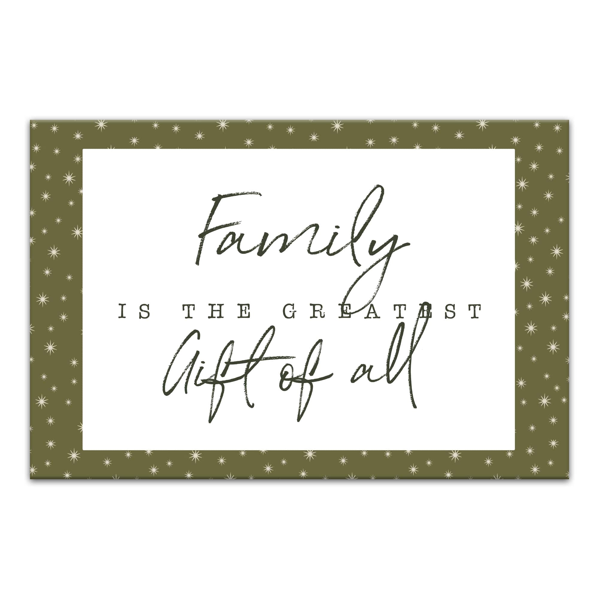 Family Greatest Gift Green Twinkle Canvas Wall Art