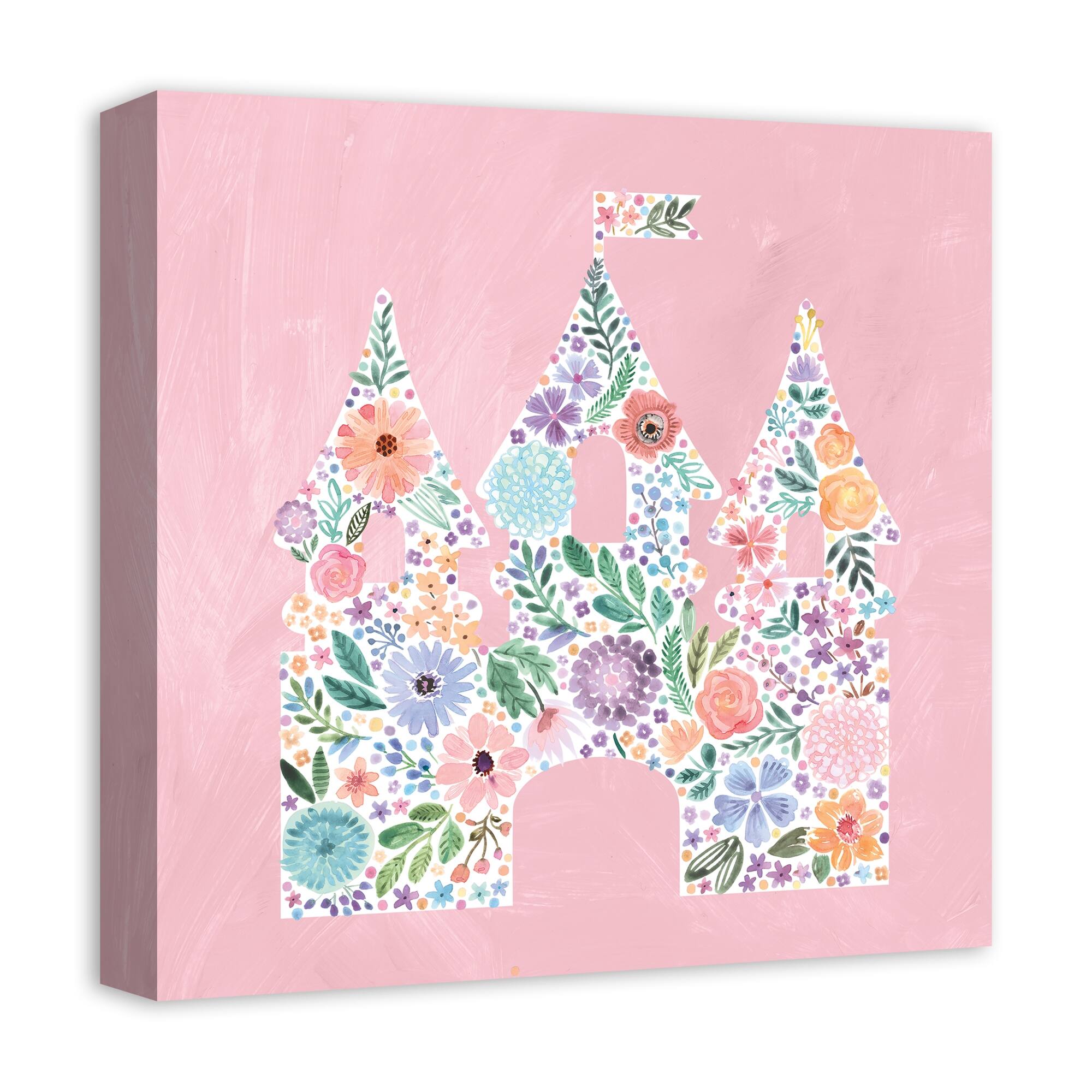 Floral Castle 16&#x22; x 16&#x22; Canvas Wall Art
