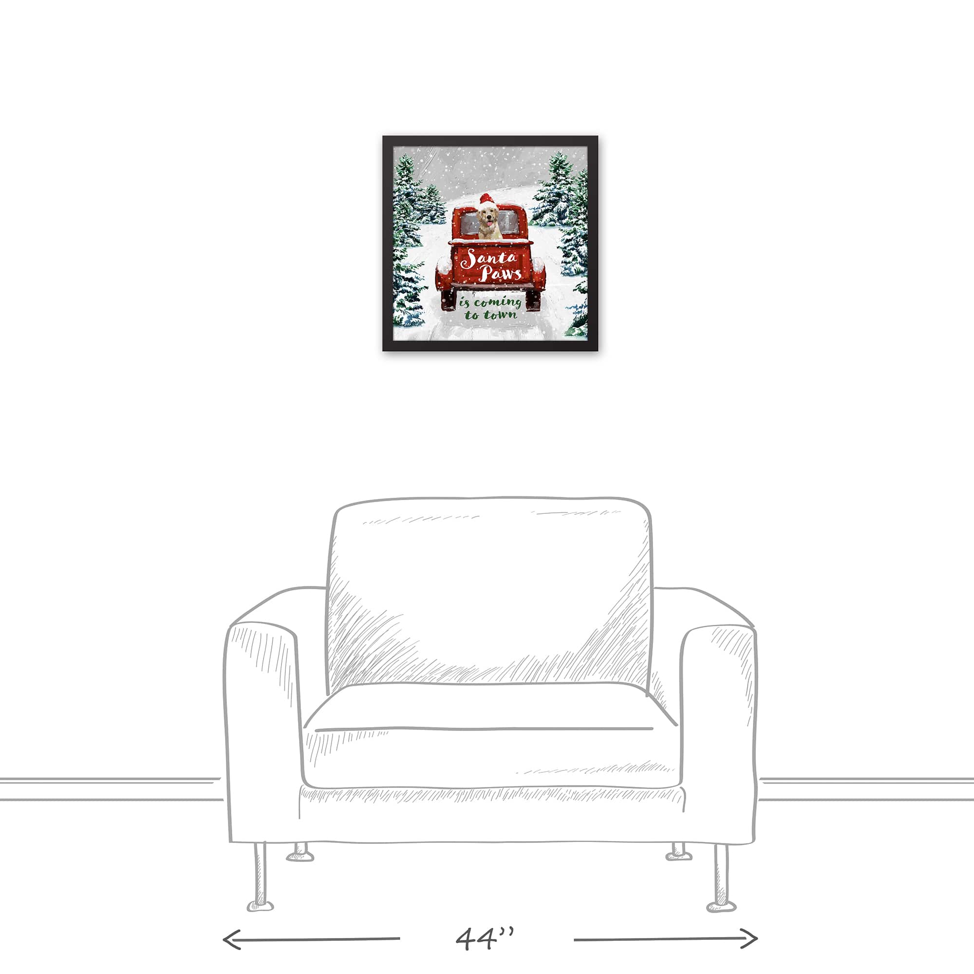 Santa Paws in Coming to Town Black Framed Canvas Wall Art
