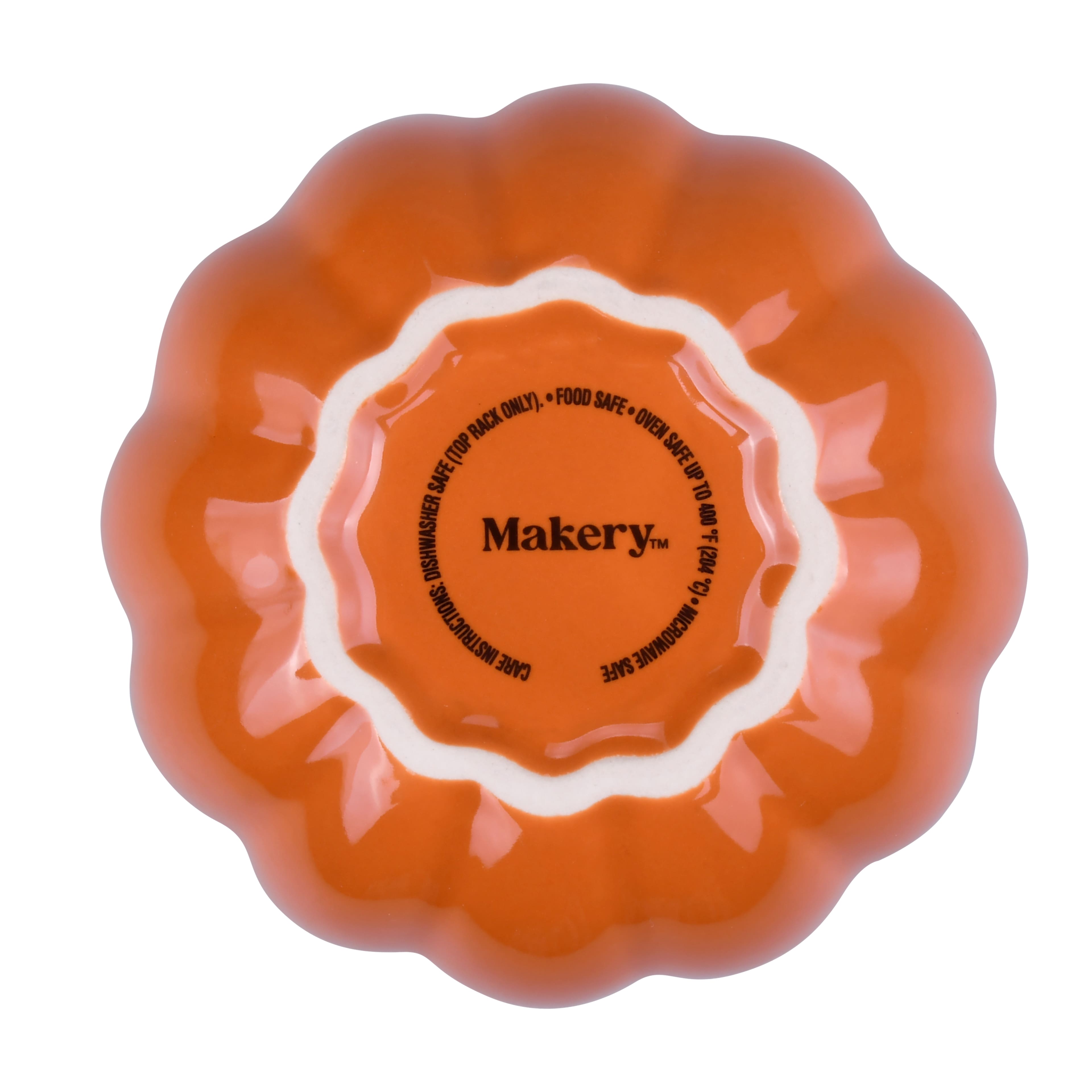 4&#x22; Orange Ceramic Pumpkin Ramekin by Makery&#x2122;