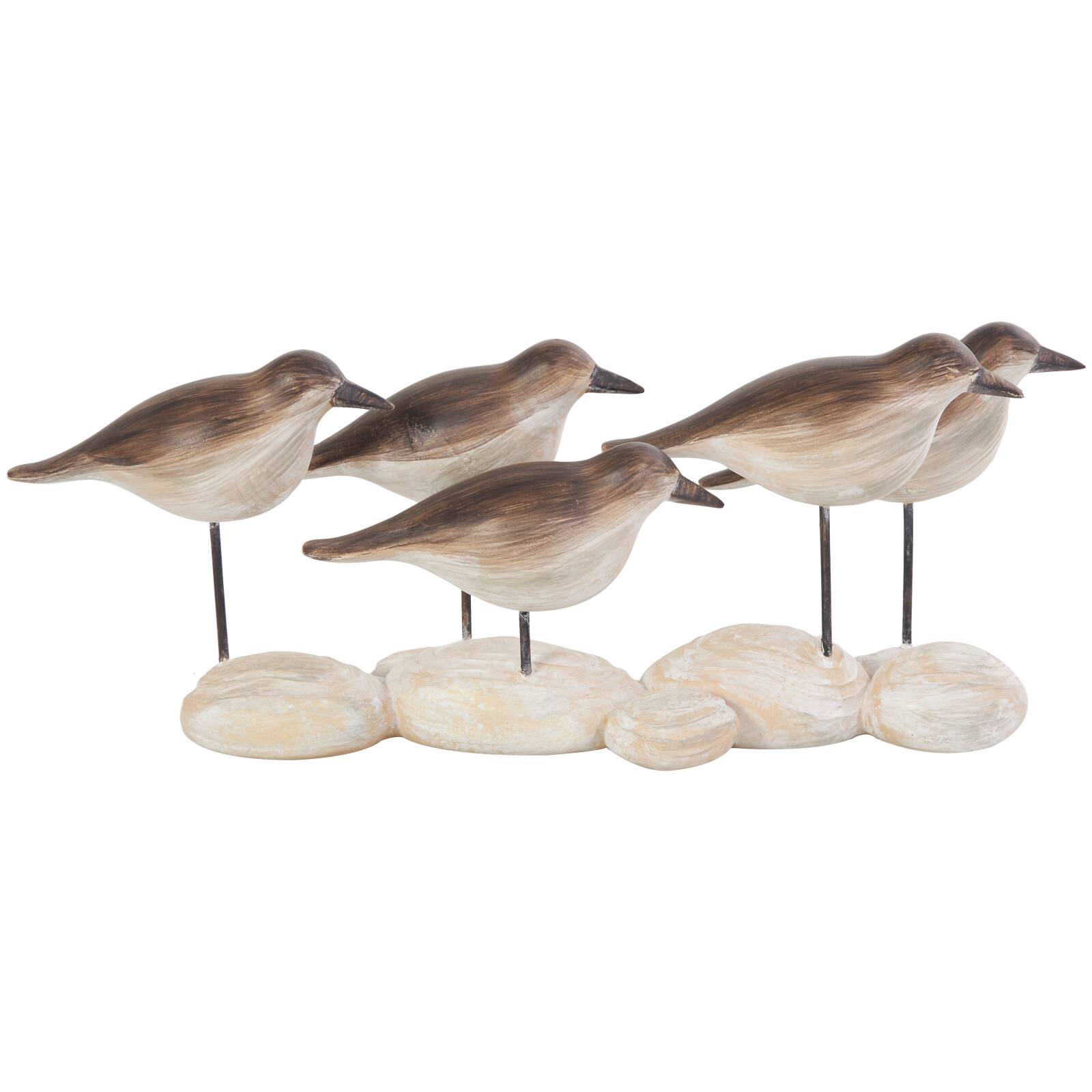 13" Brown Polystone Bird Sculpture with Cream Rock Inspired Base
