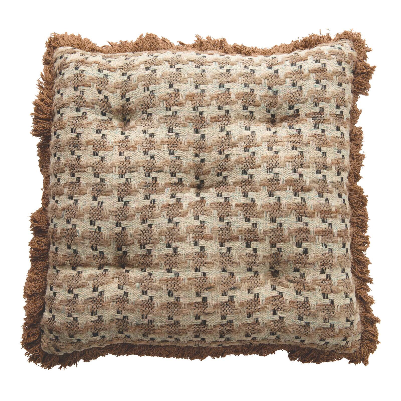 Hello Honey® Neutral Houndstooth Throw Pillow with Fringe