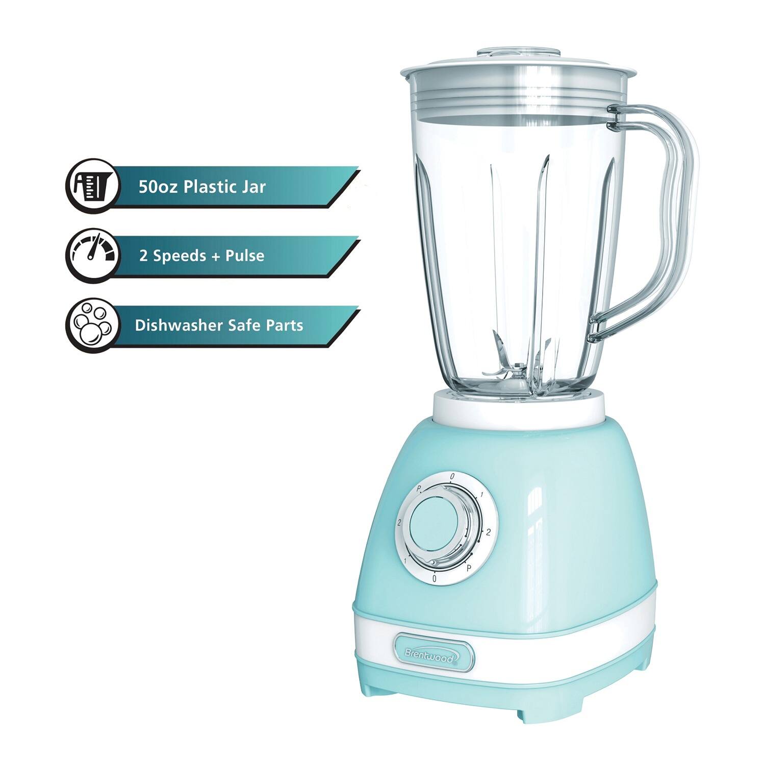 Brentwood 2 Speed Retro Blender with 50oz. Plastic Jar