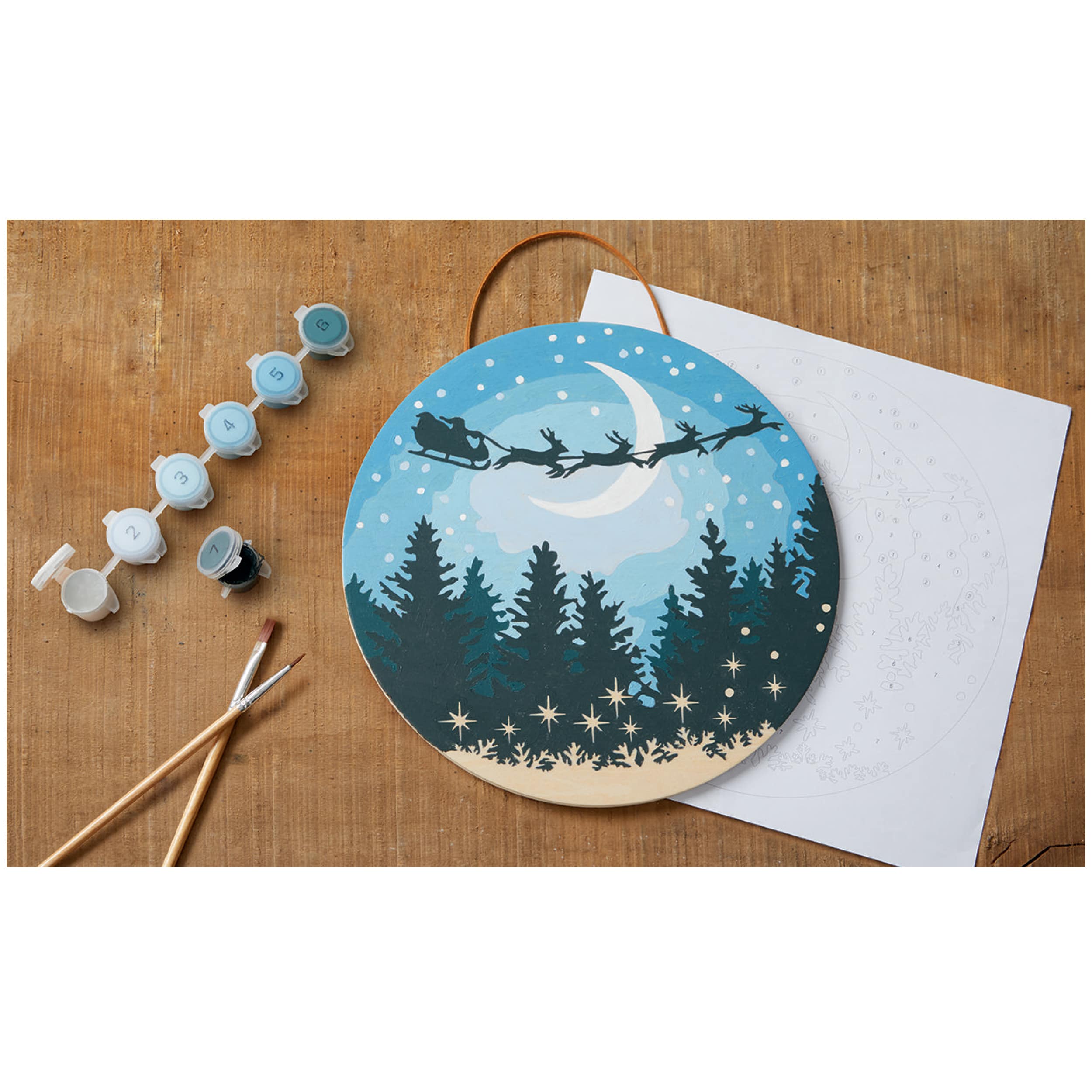 Night Sky Paint-by-Number Round Plywood Surface Kit by Artist&#x27;s Loft&#xAE;