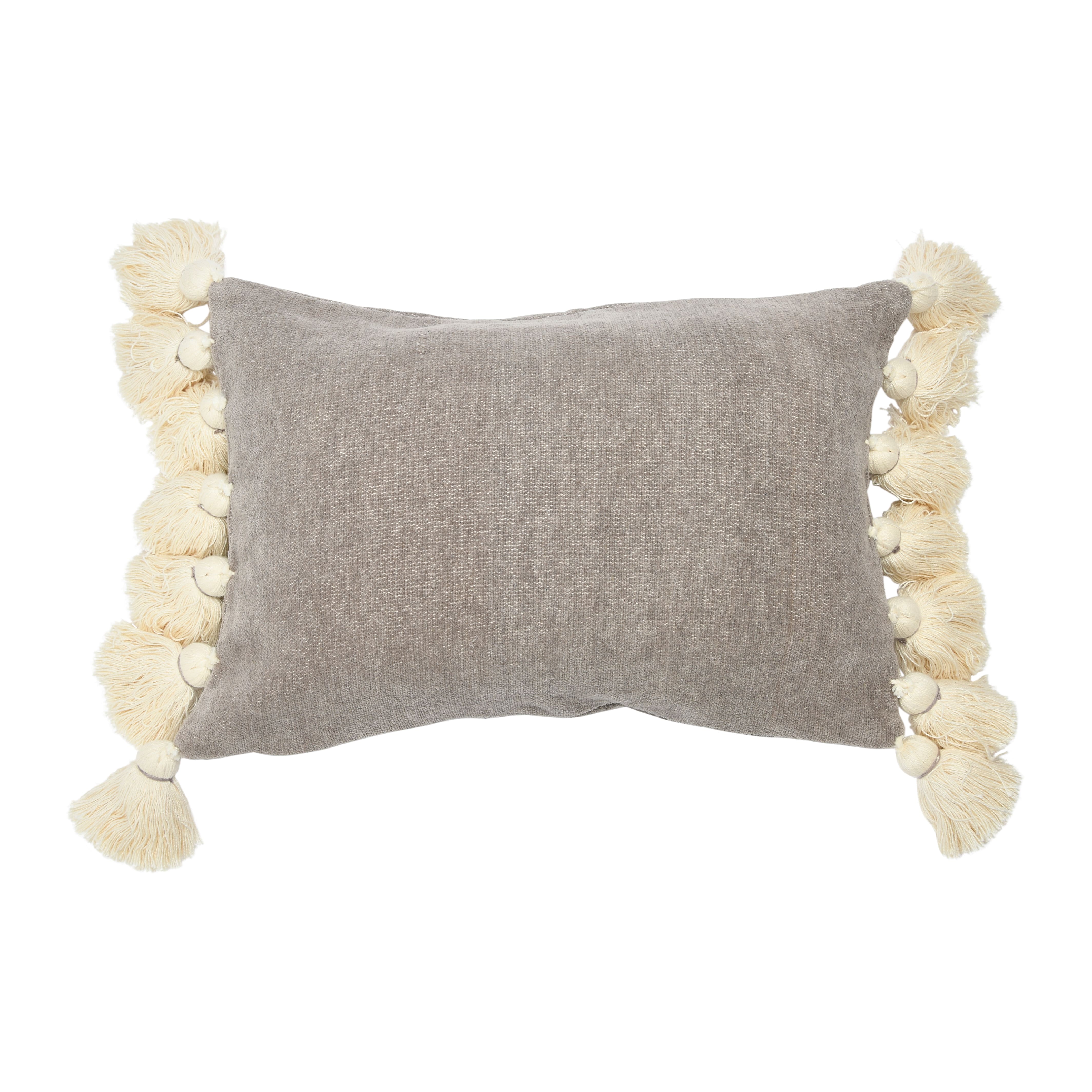 Cotton Chenille Lumbar Pillow with Tassels