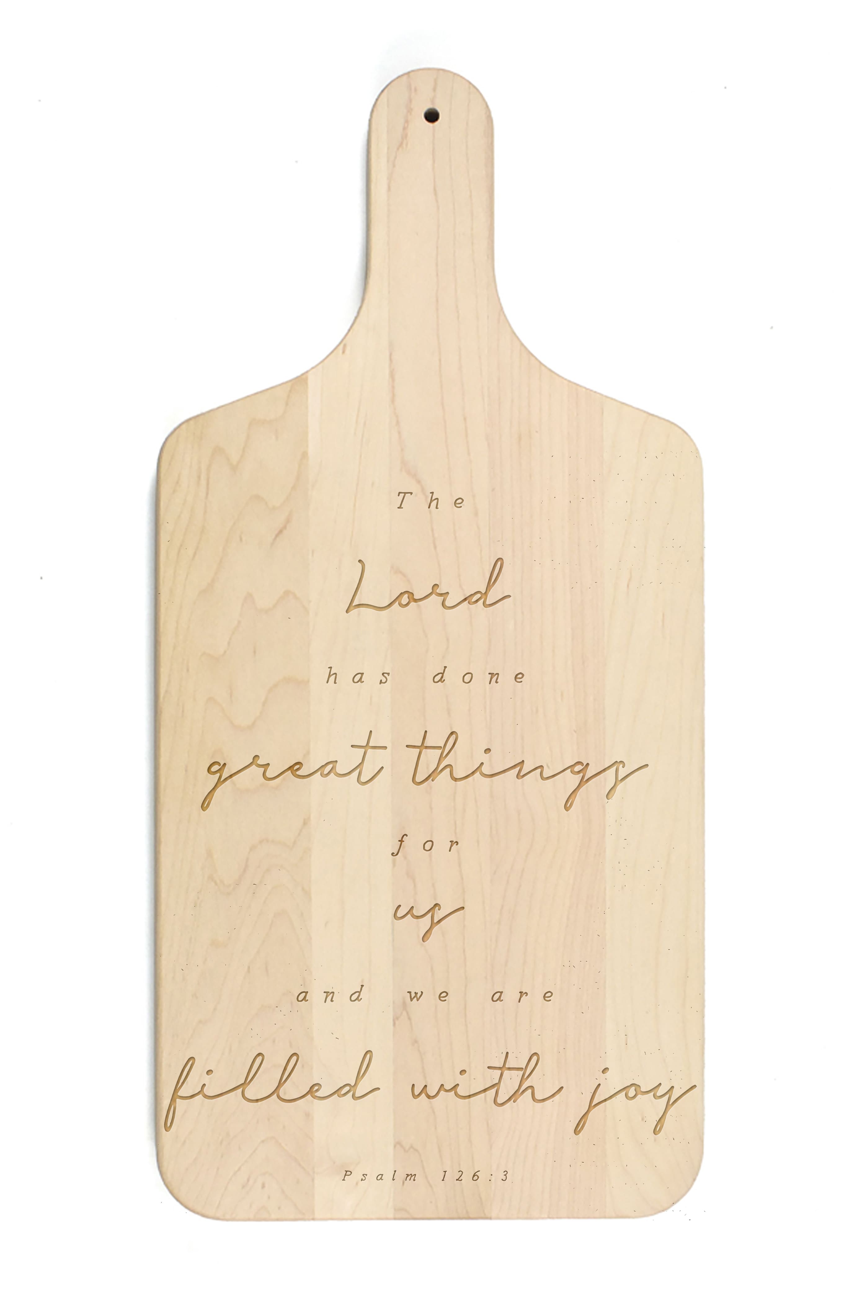 Filled with Joy 8&#x22; x 17&#x22; Maple Paddle Cutting Board