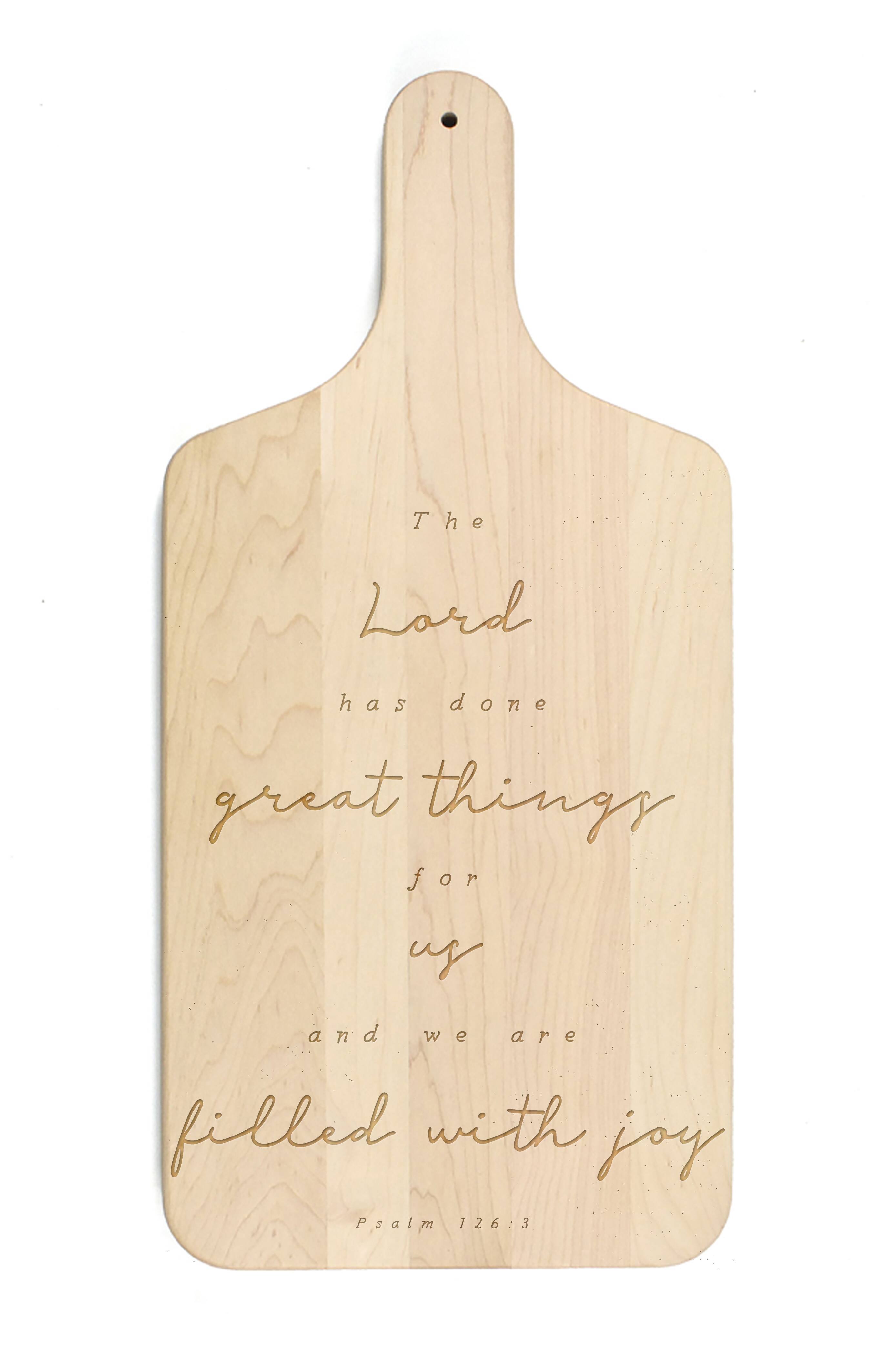 Filled with Joy 8" x 17" Maple Paddle Cutting Board