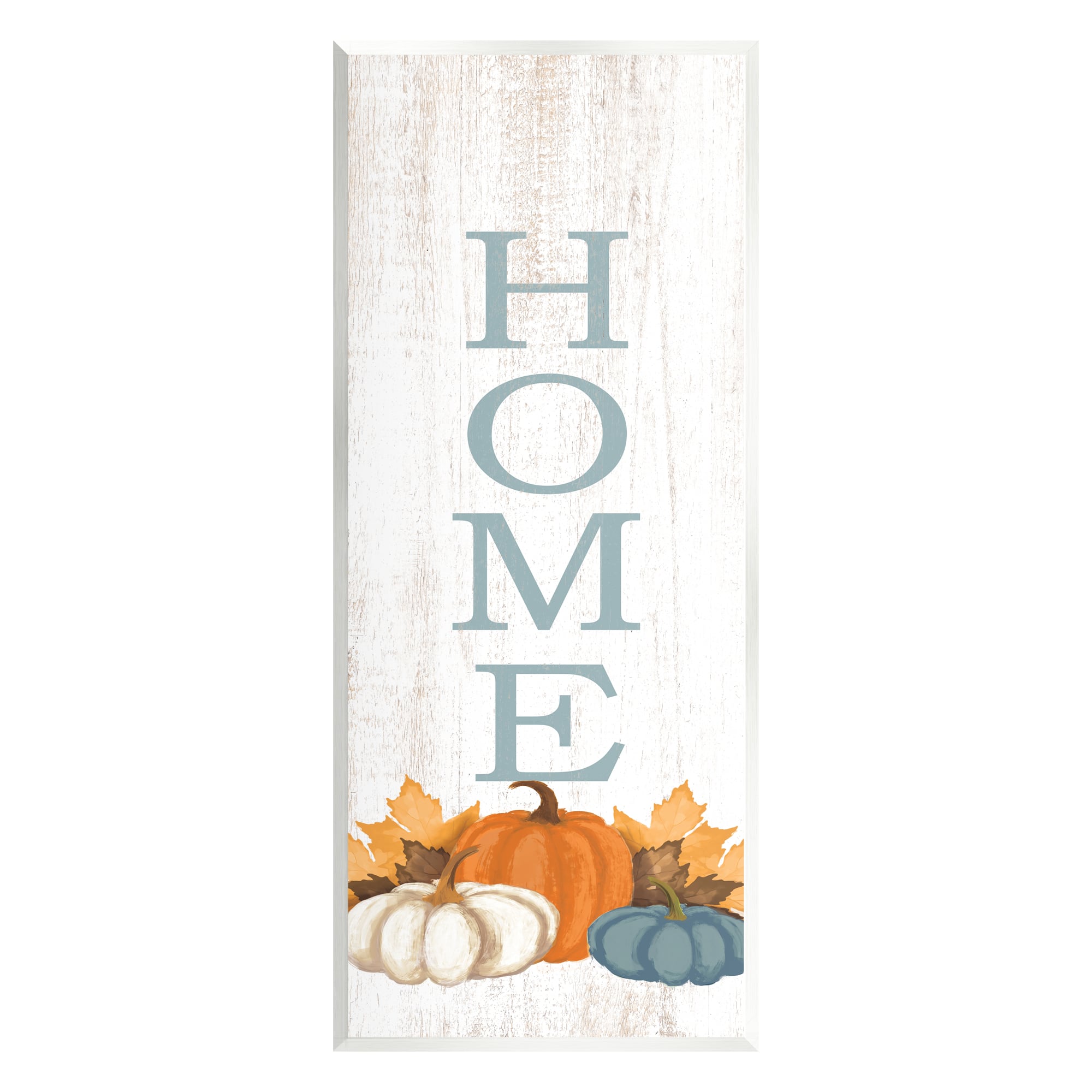 Stupell Industries Autumnal Pumpkin Leaves Home Sign Wall Plaque Art