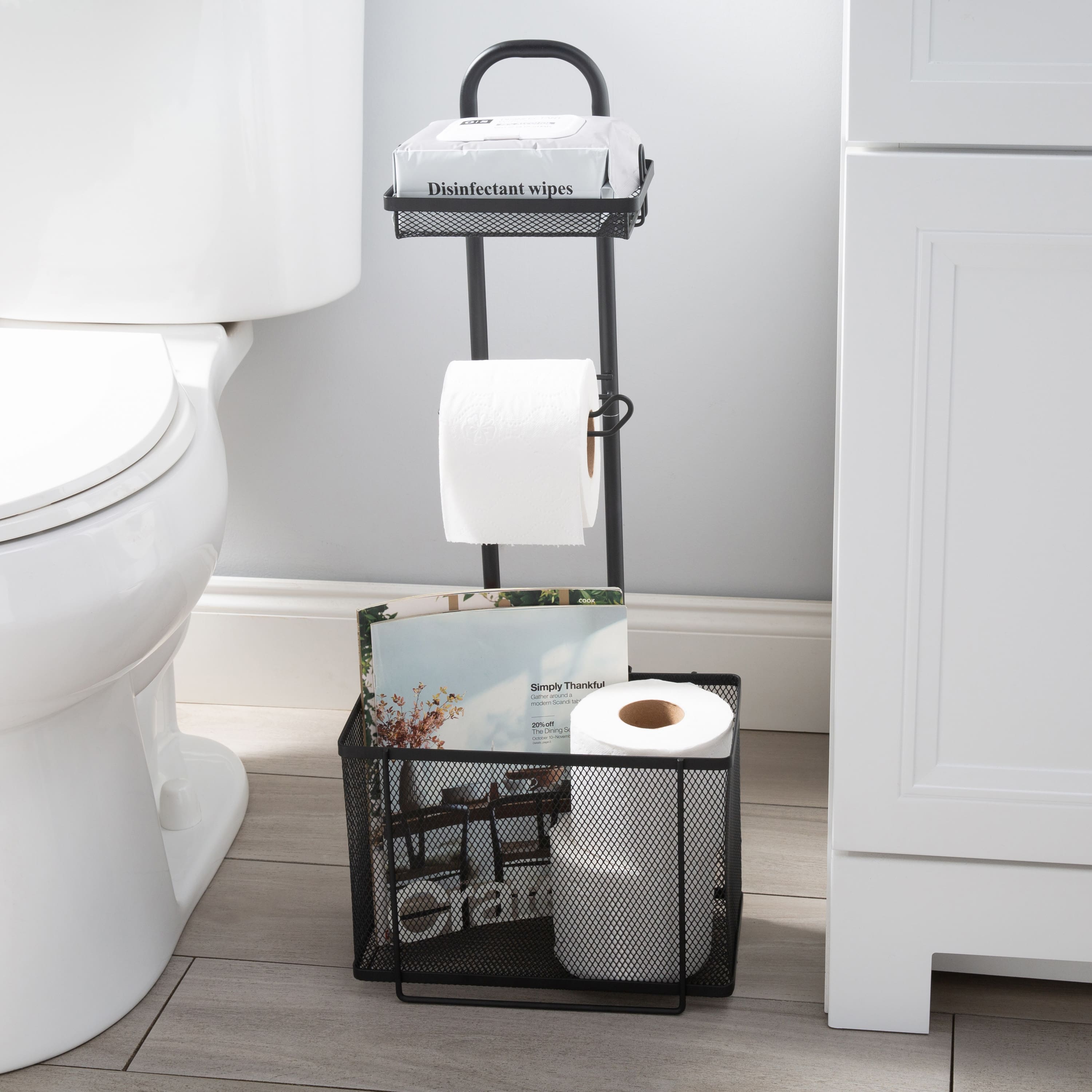 Bath Bliss Mesh Collection Matte Black Adjustable Bathroom Organizer