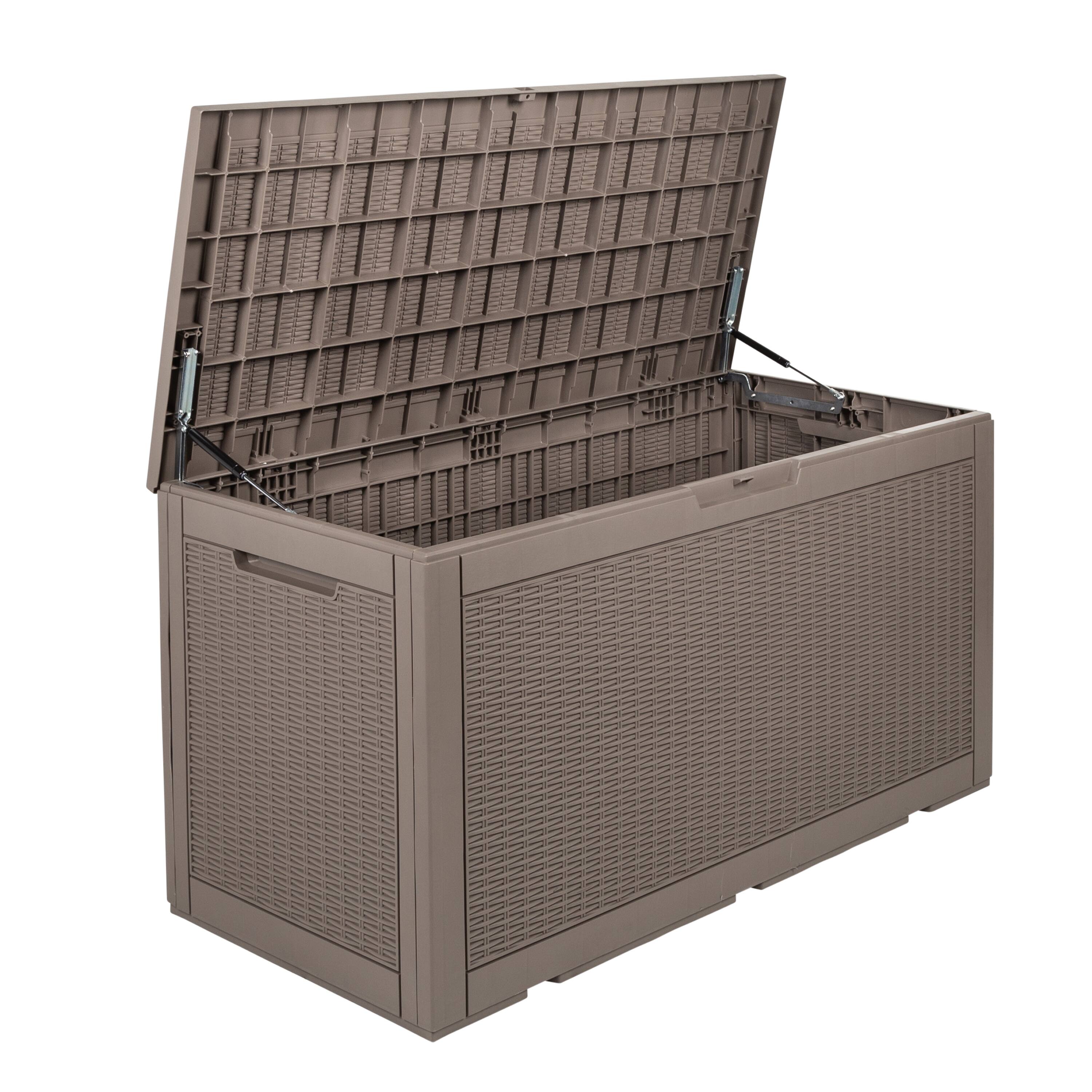 Honey Can Do 100gal Brown Wicker Resin Deck Box