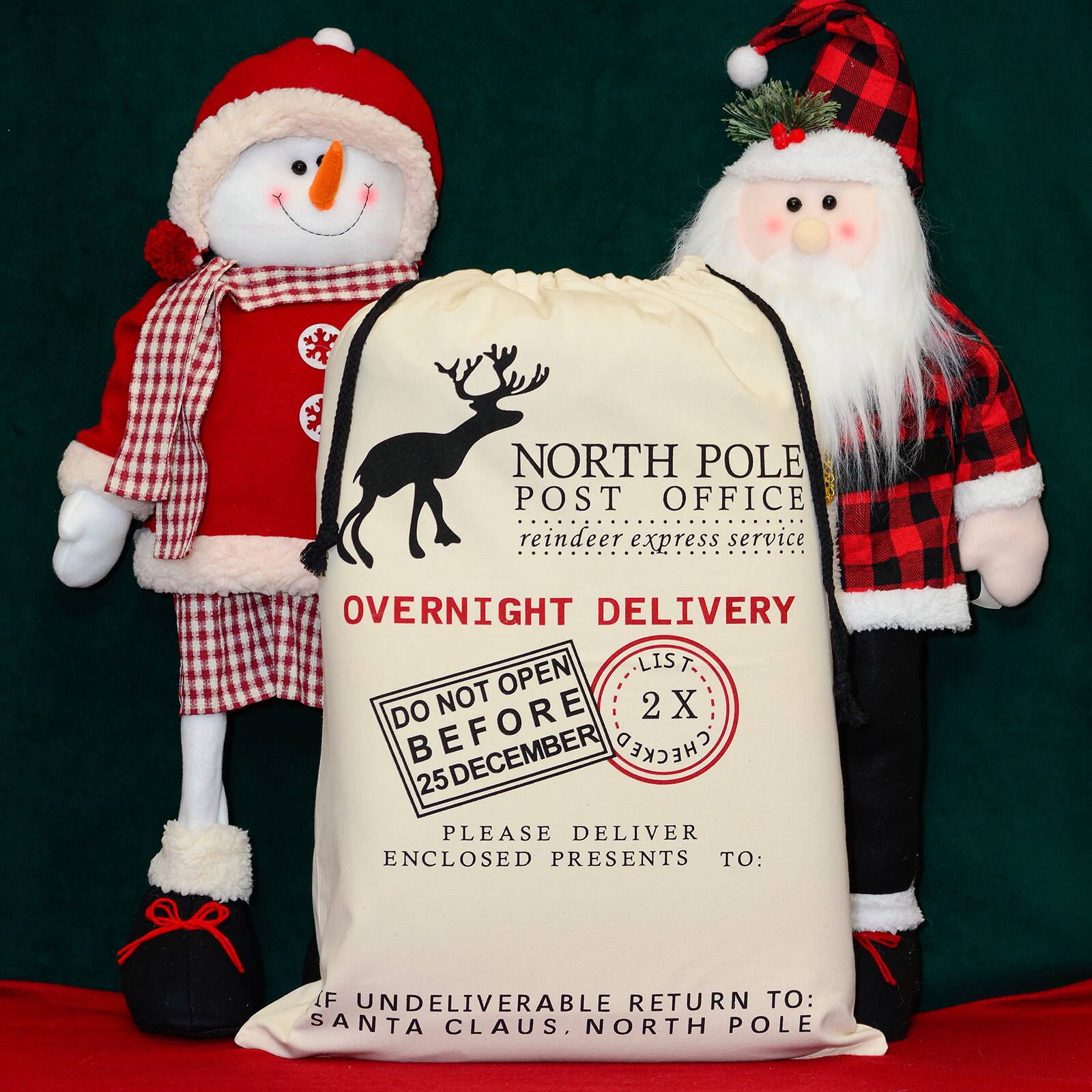 Personality Case&#x2122; North Pole Post Office Drawstring Cotton Christmas Bag