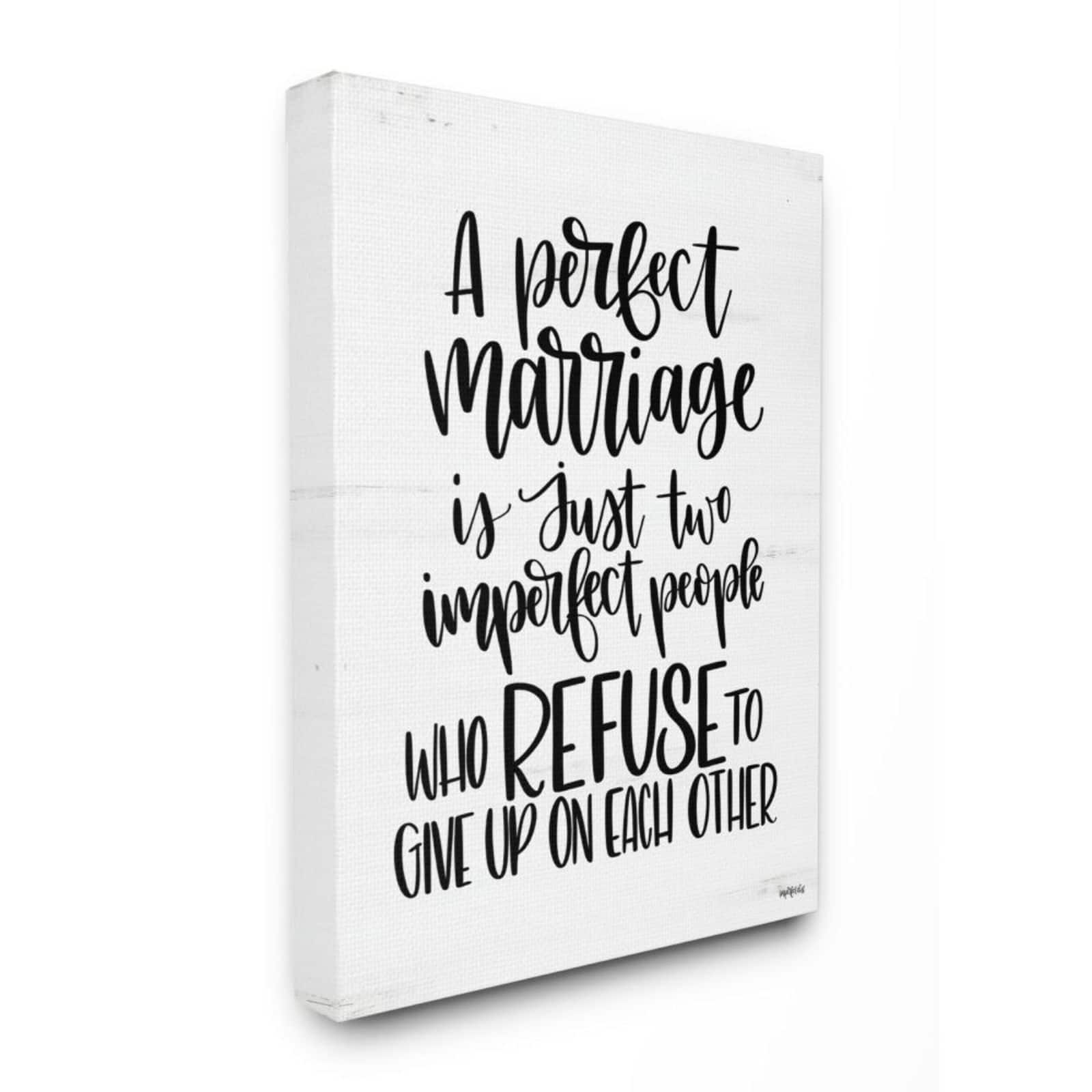 Stupell Industries Perfect Marriage Imperfect People Phrase Love Quote Canvas Wall Art