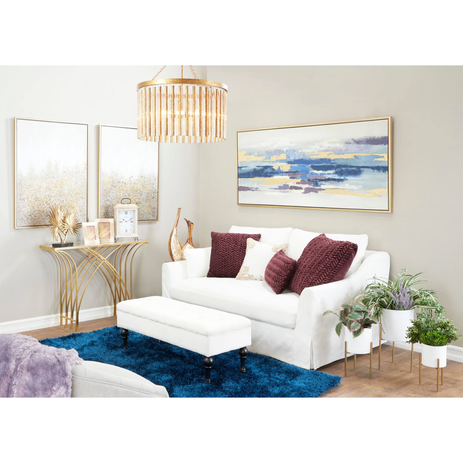 Gold Iron Glam Drum Chandelier, 25&#x22; x 22&#x22; x 22&#x22;