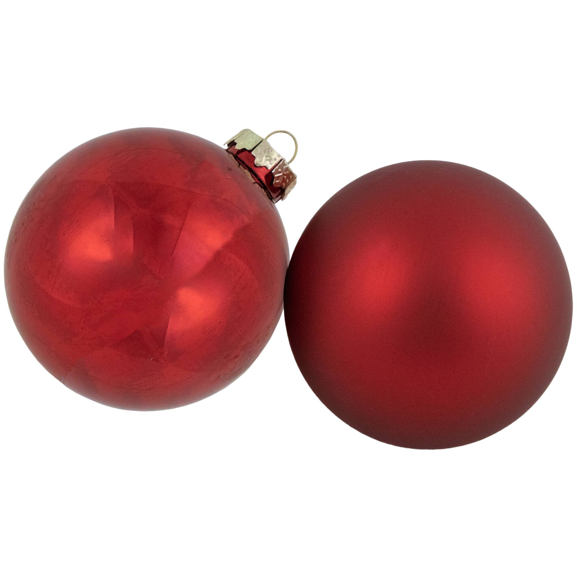 96ct. 3.25&#x22; Matte &#x26; Shiny Red &#x26; Gold Glass Ball Ornaments