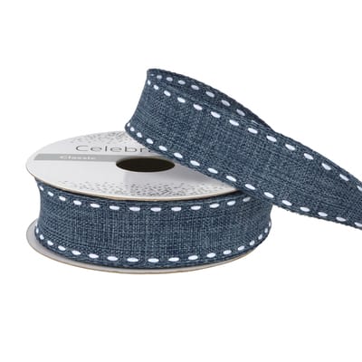 Buy in Bulk - 12 Pack: 7/8'' x 2yd. Denim Stitch Ribbon by