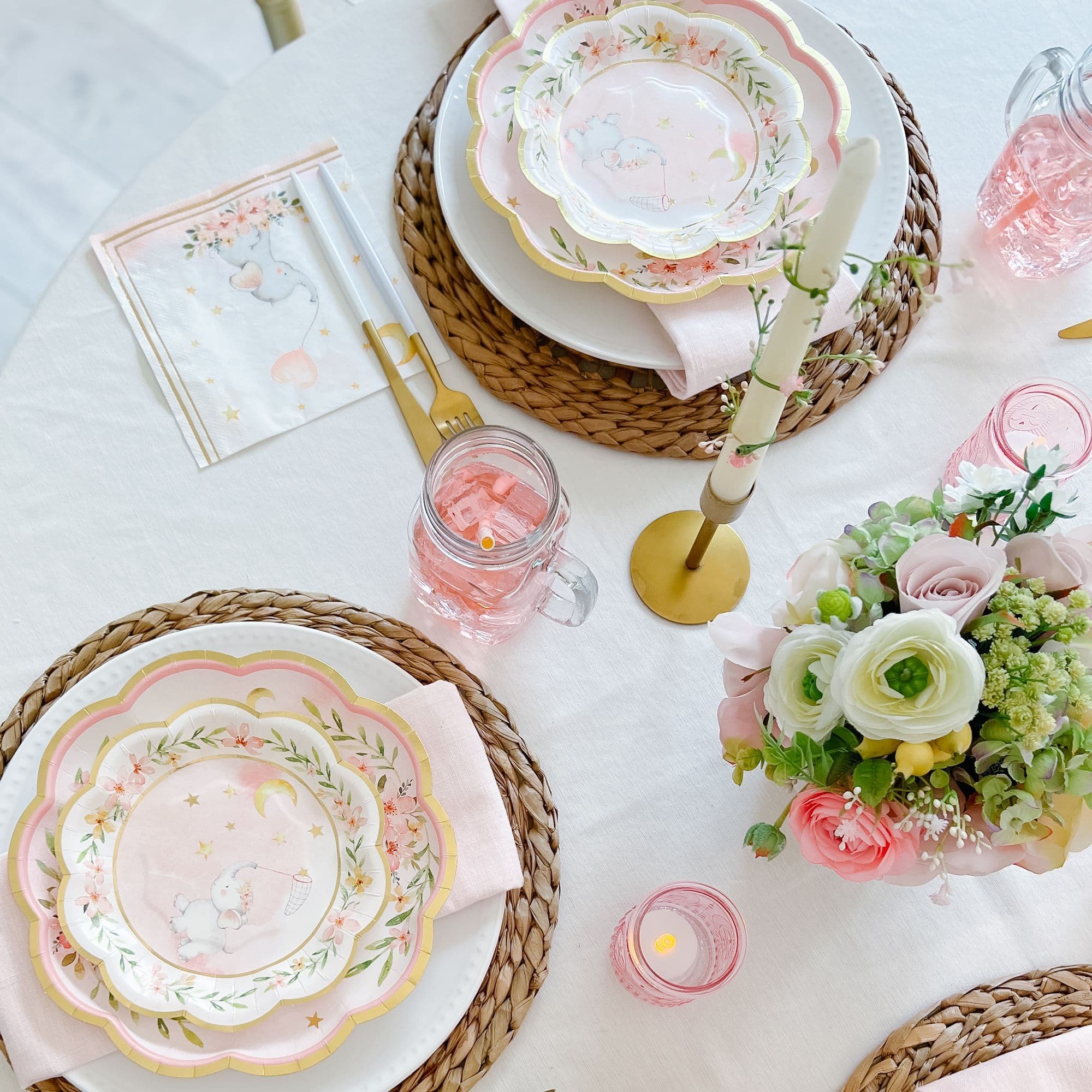 Kate Aspen® 7" Pink Elephant Baby Shower Premium Paper Plates, 16ct.