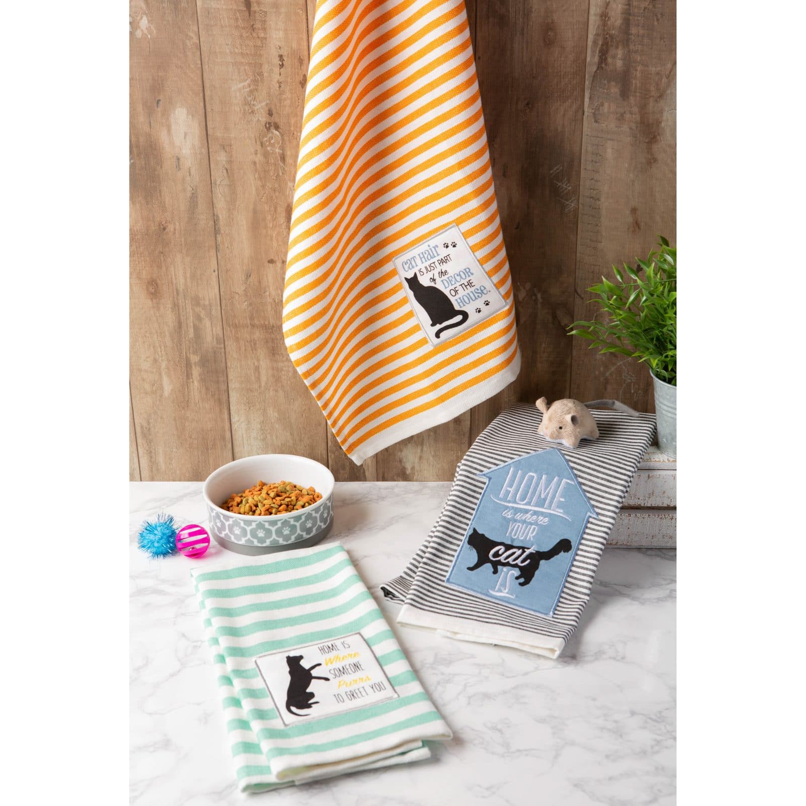 DII® Cats Meow Embellished Dishtowel Set