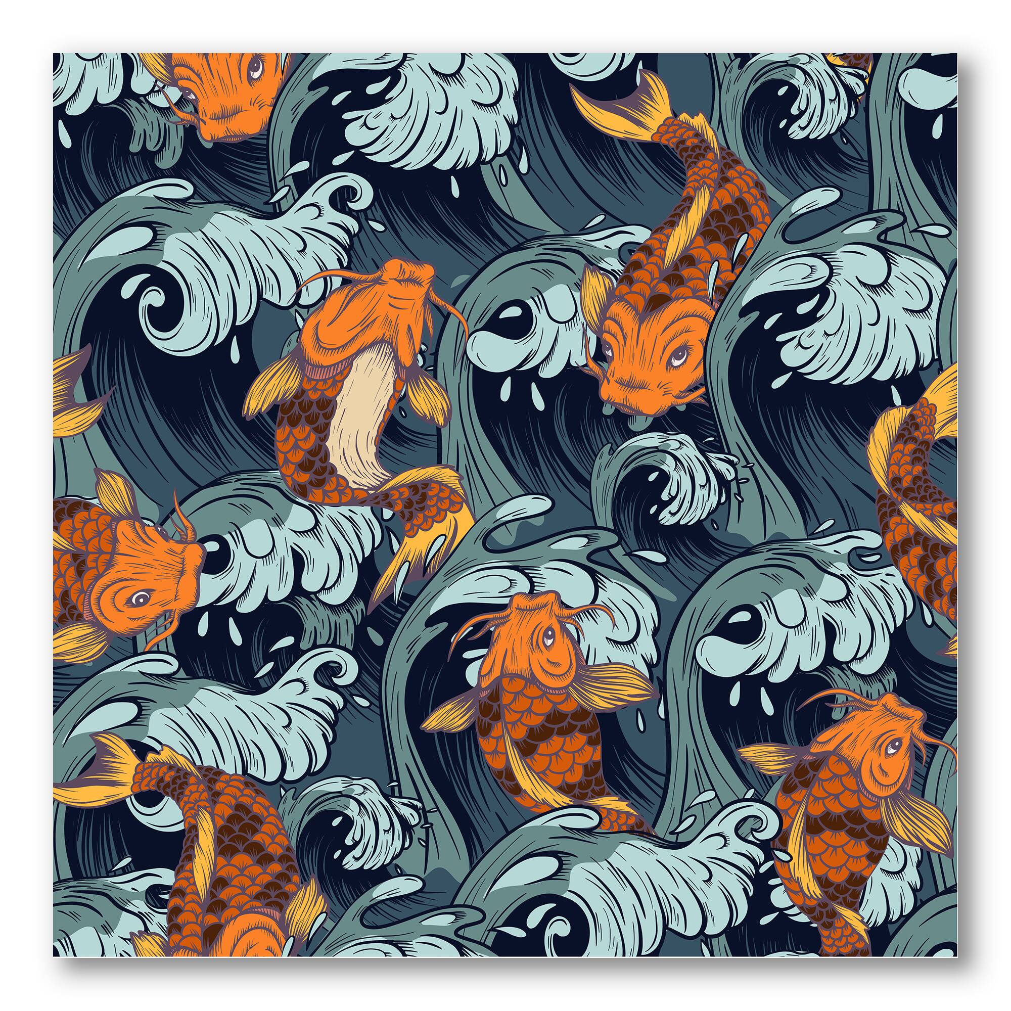 Designart - Japanese Koi Fish - Nautical &#x26; Coastal Canvas Wall Art Print