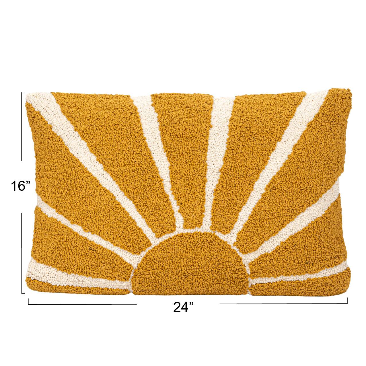 Hello Honey® 24" Yellow Sun Punch Hook Lumbar Pillow