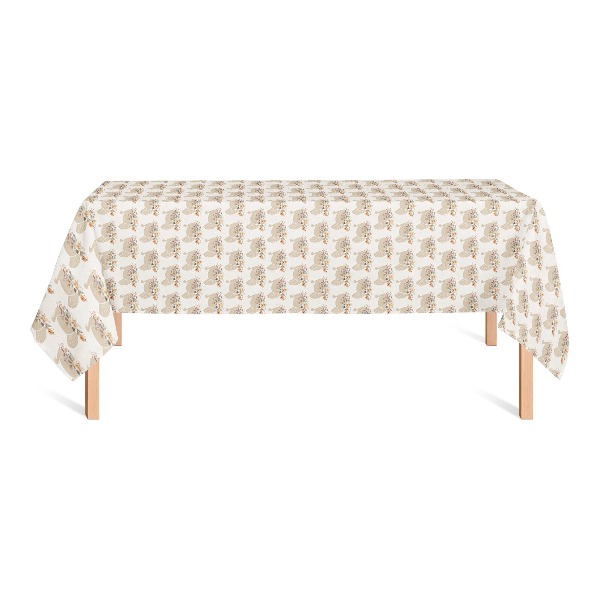 102" Neutral Turkey Pattern Tablecloth