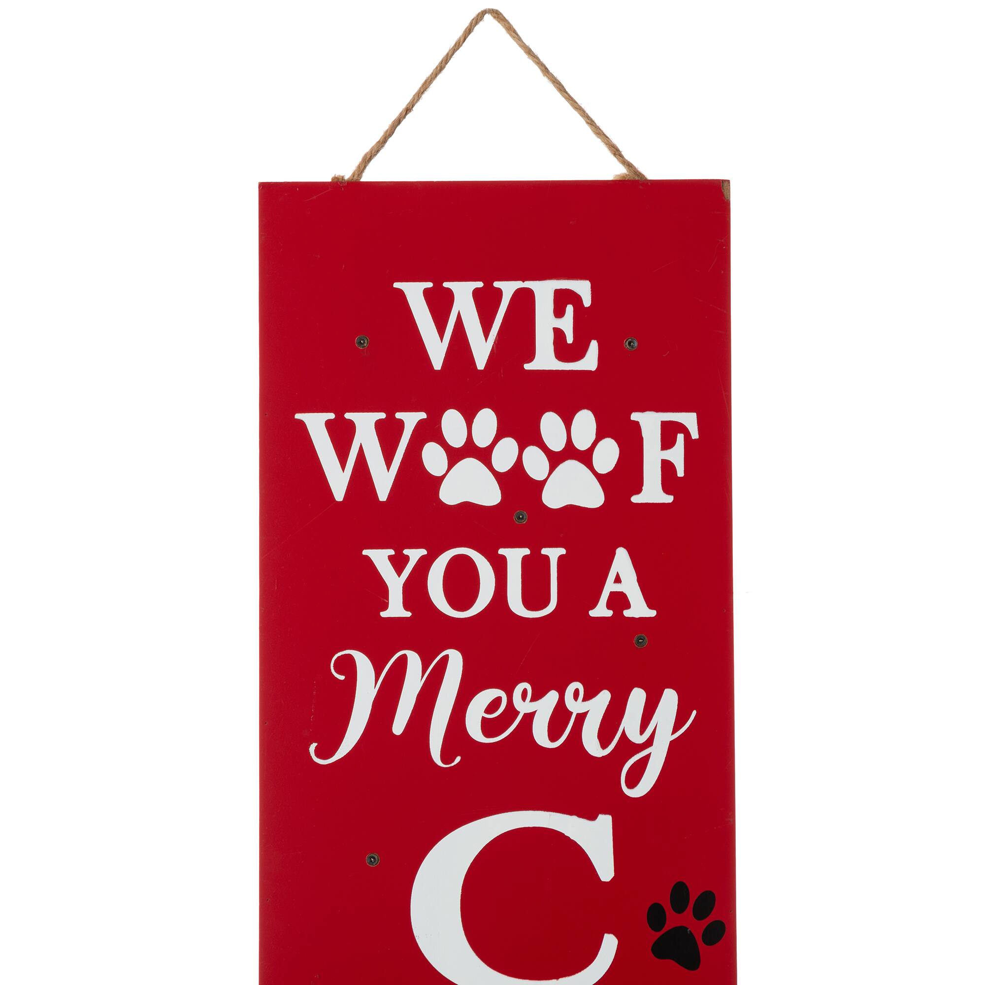Glitzhome&#xAE; 3.5ft. Lighted Dog Christmas Porch Sign with Timer