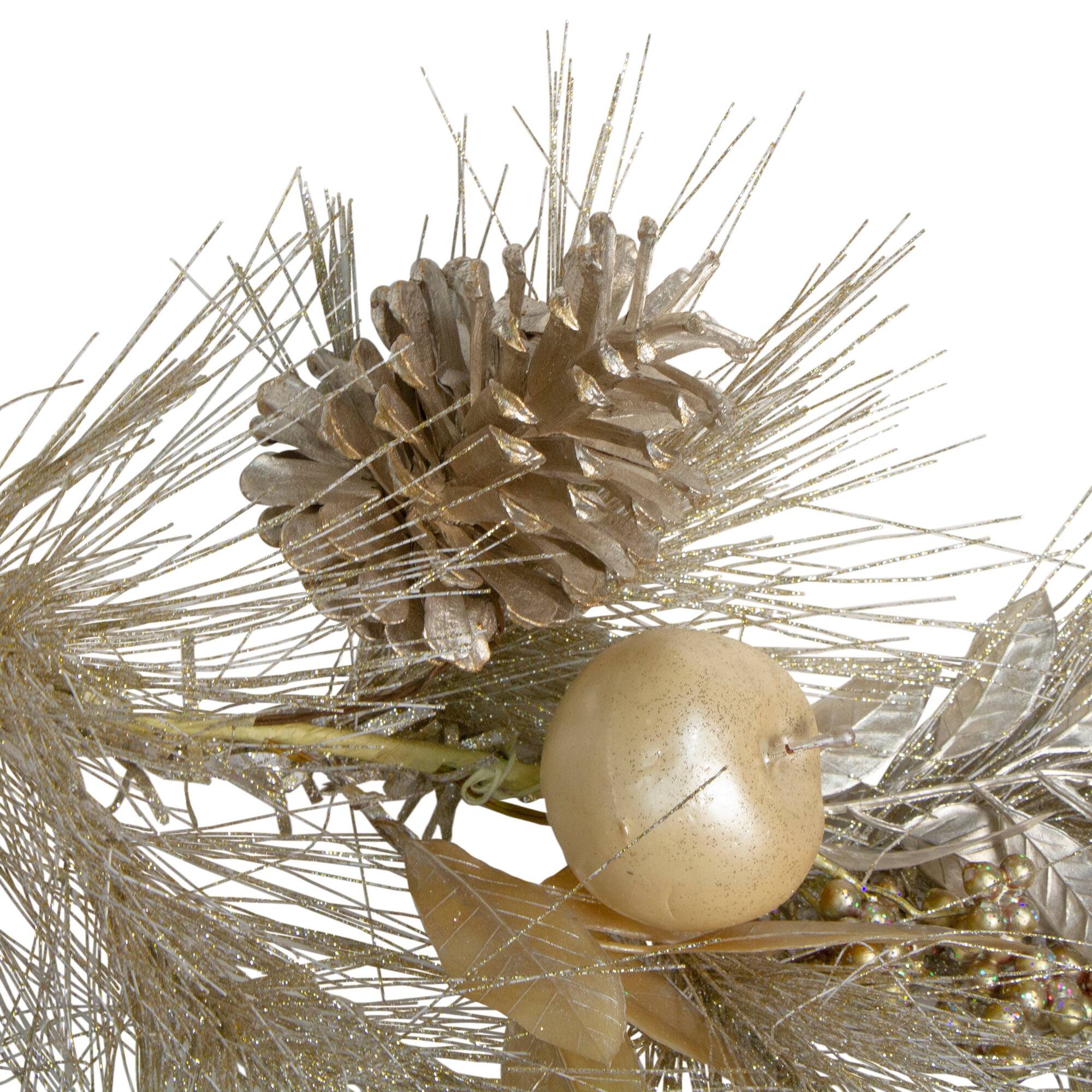 Glitter Pomegranate Apples &#x26; Pine Cones Garland, Unlit