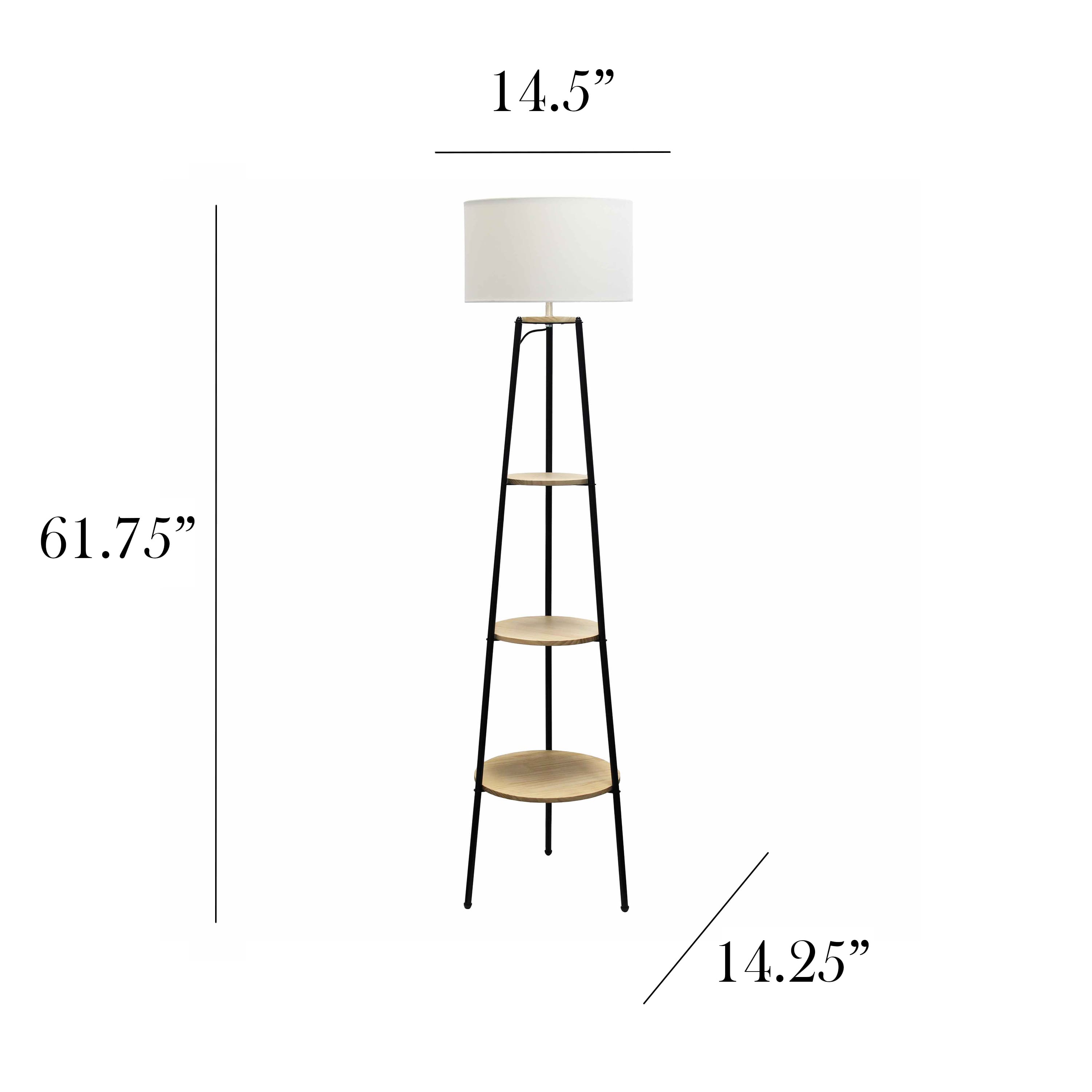 Simple Designs 62.5&#x22; Tripod 3 Tier Floor Lamp