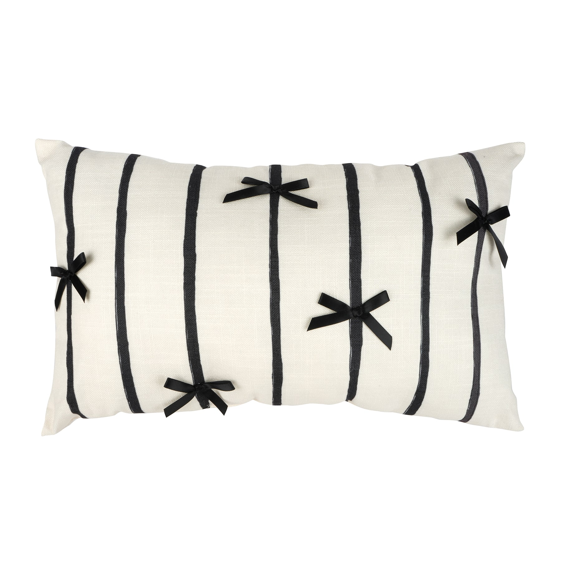 20" Black & White Bow Stripe Accent Pillow by Ashland®