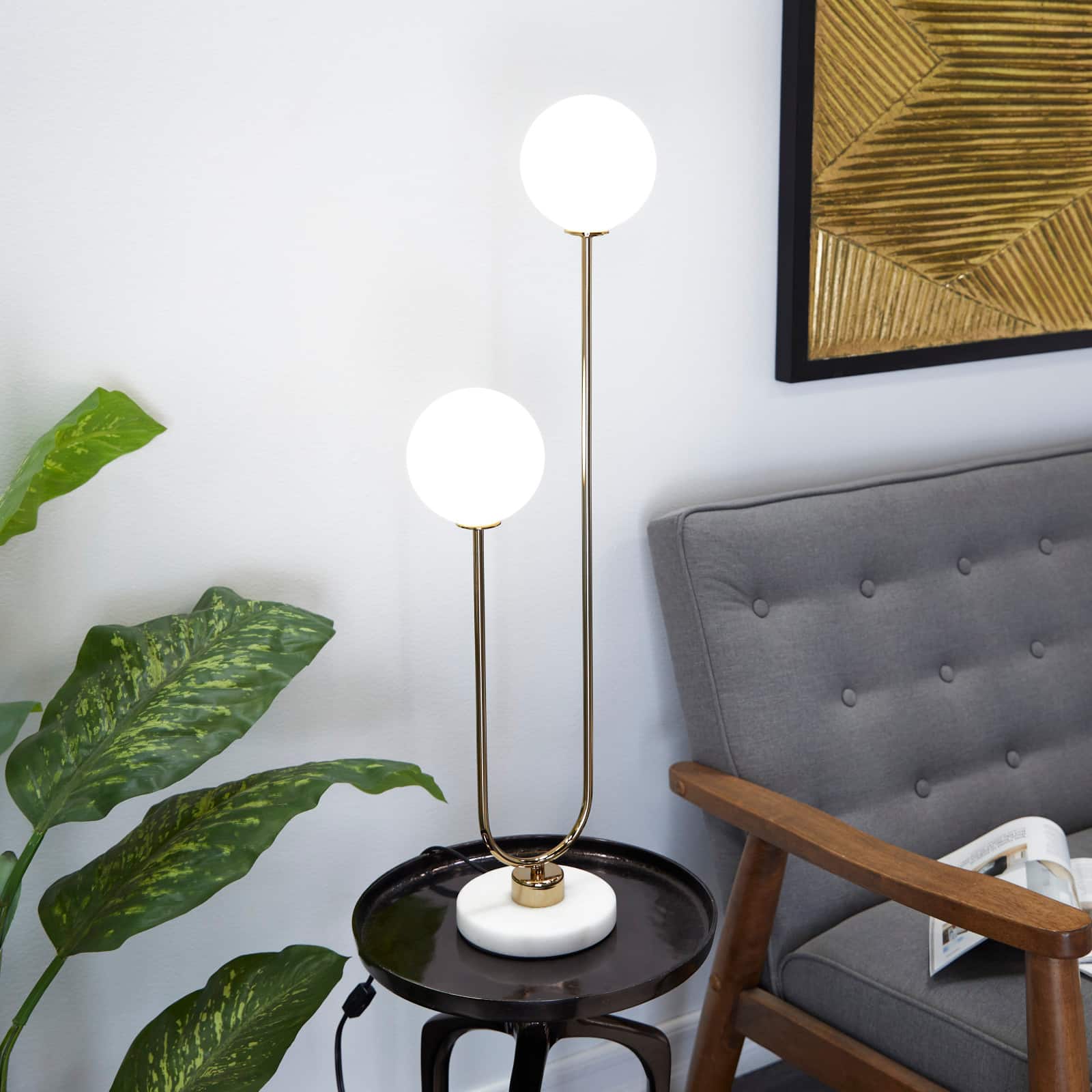 31" 2 Orb Table Lamp with Marble Base