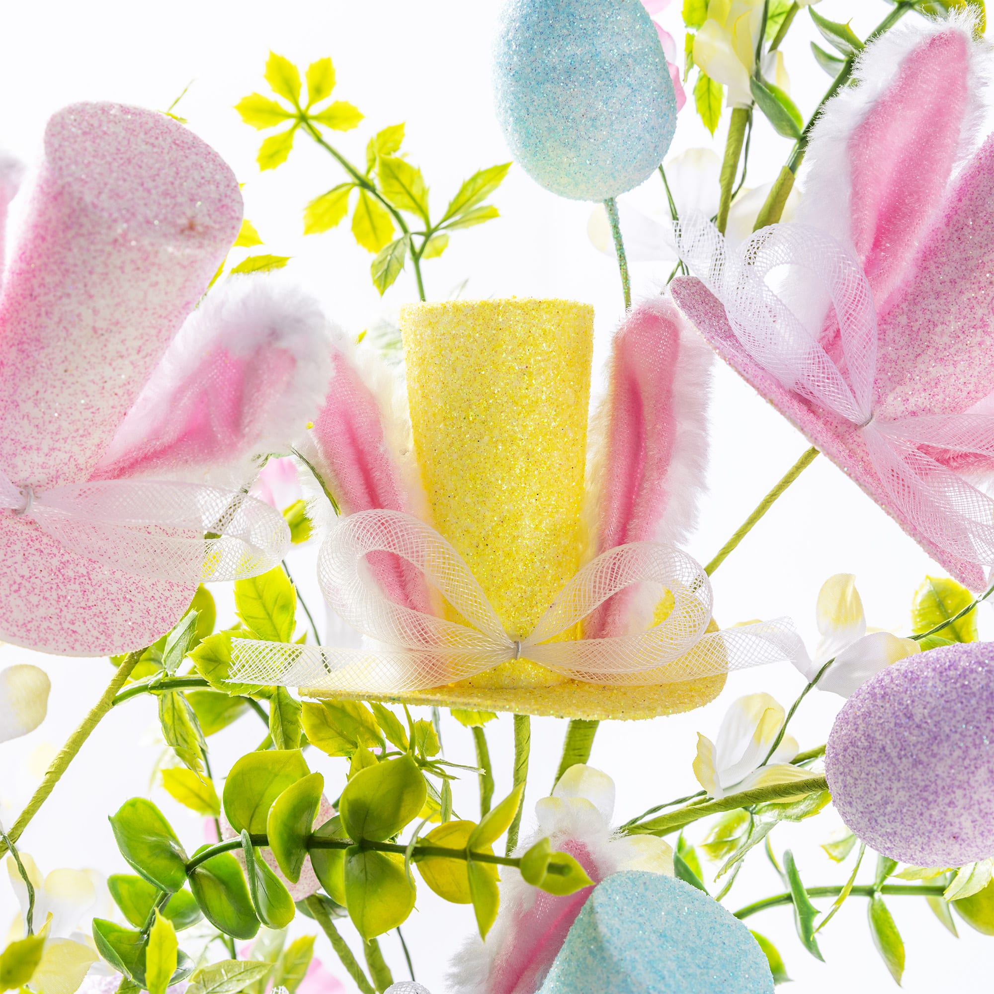 Glitzhome® 28" Easter Glitter Egg & Top Hat Picks Set