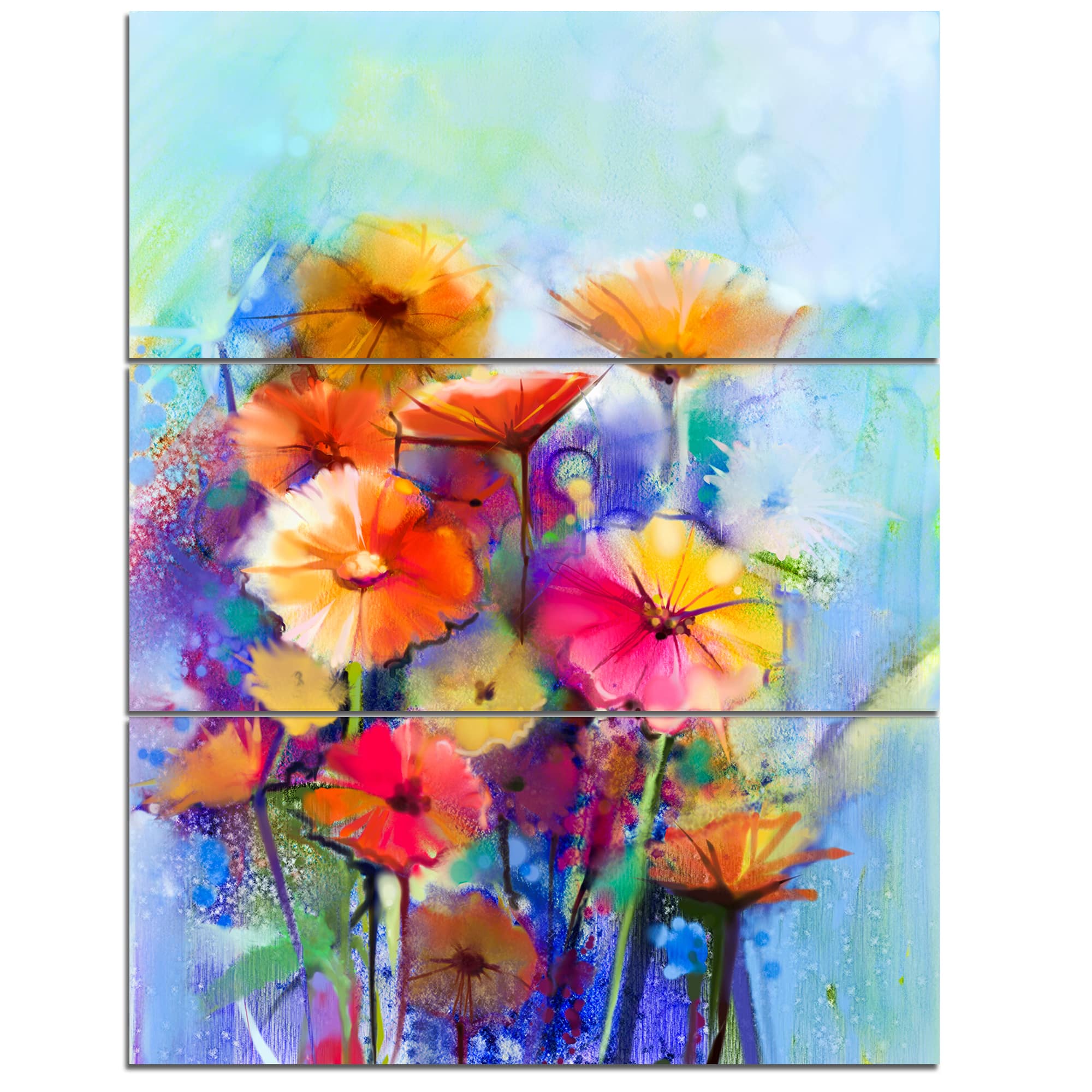 Designart - Abstract Floral Watercolor Painting - Large Floral Canvas Art Print