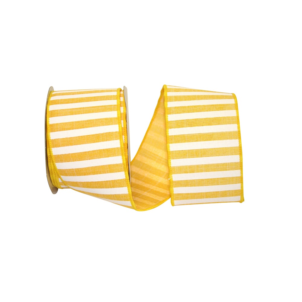 JAM Paper 2.5&#x22; x 10yd. Yellow Wired Railroad Stripe Ribbon