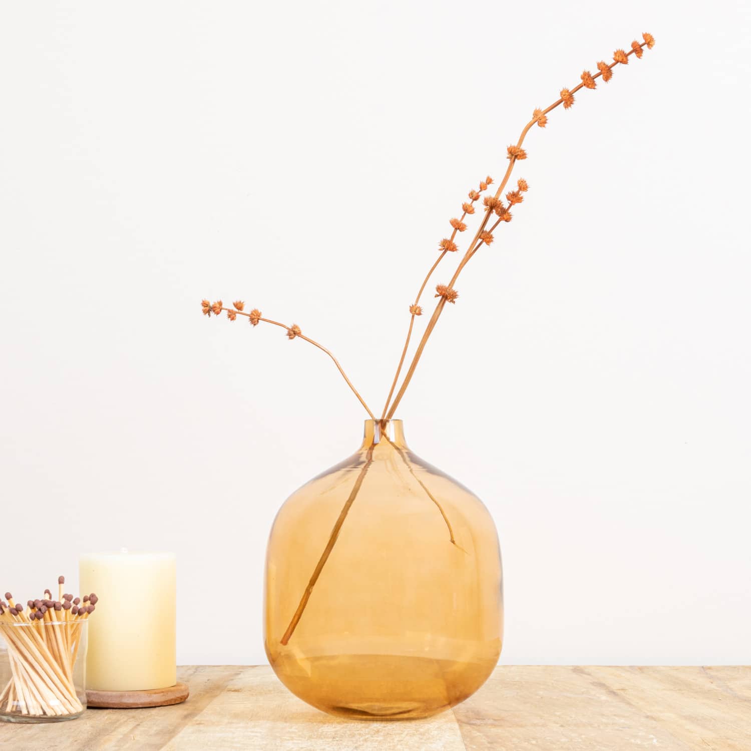 Hello Honey&#xAE; 8&#x22; Amber Modern Round Tinted Glass Vase